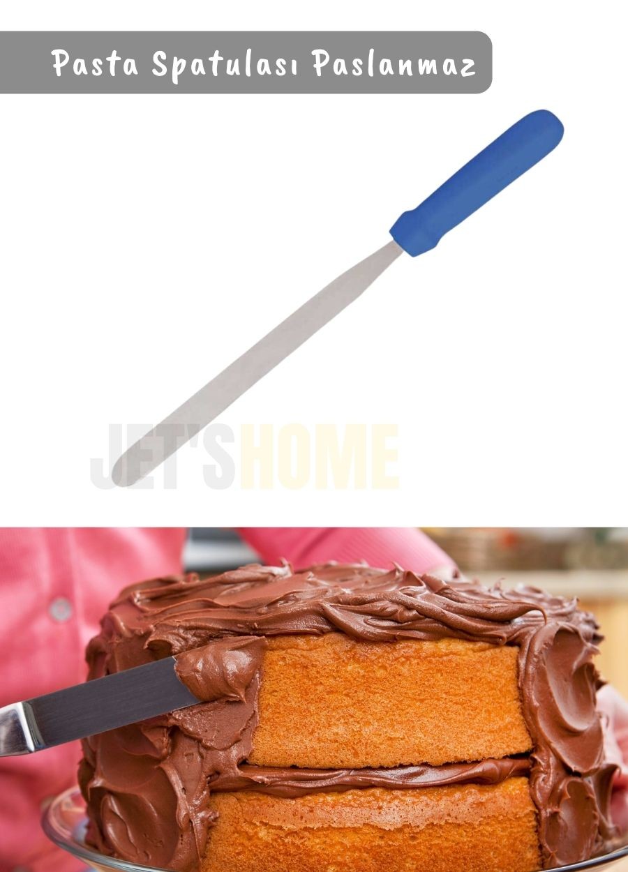 Düz Pasta Spatulası Paslanmaz Krema Spatula Çelik Orta Boy 38 cm