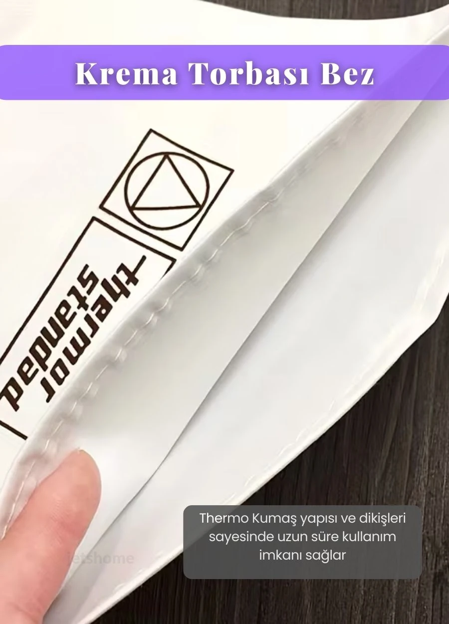 Krema Torbası Bez Yıkanabilir Torba BPA Free Pasta Duy Torbası Dekorasyon Süsleme Aparatı 20x35 cm