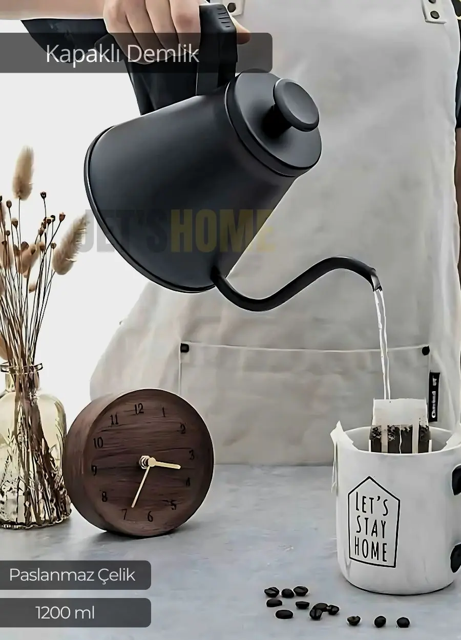 Kapaklı Paslanmaz Kahve Demliği 1200 ml
