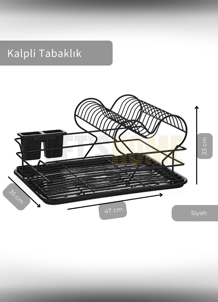 2 Katlı Bulaşıklık Tezgah Üstü Tabaklık BPA FREE Bulaşık Sepeti Kalpli