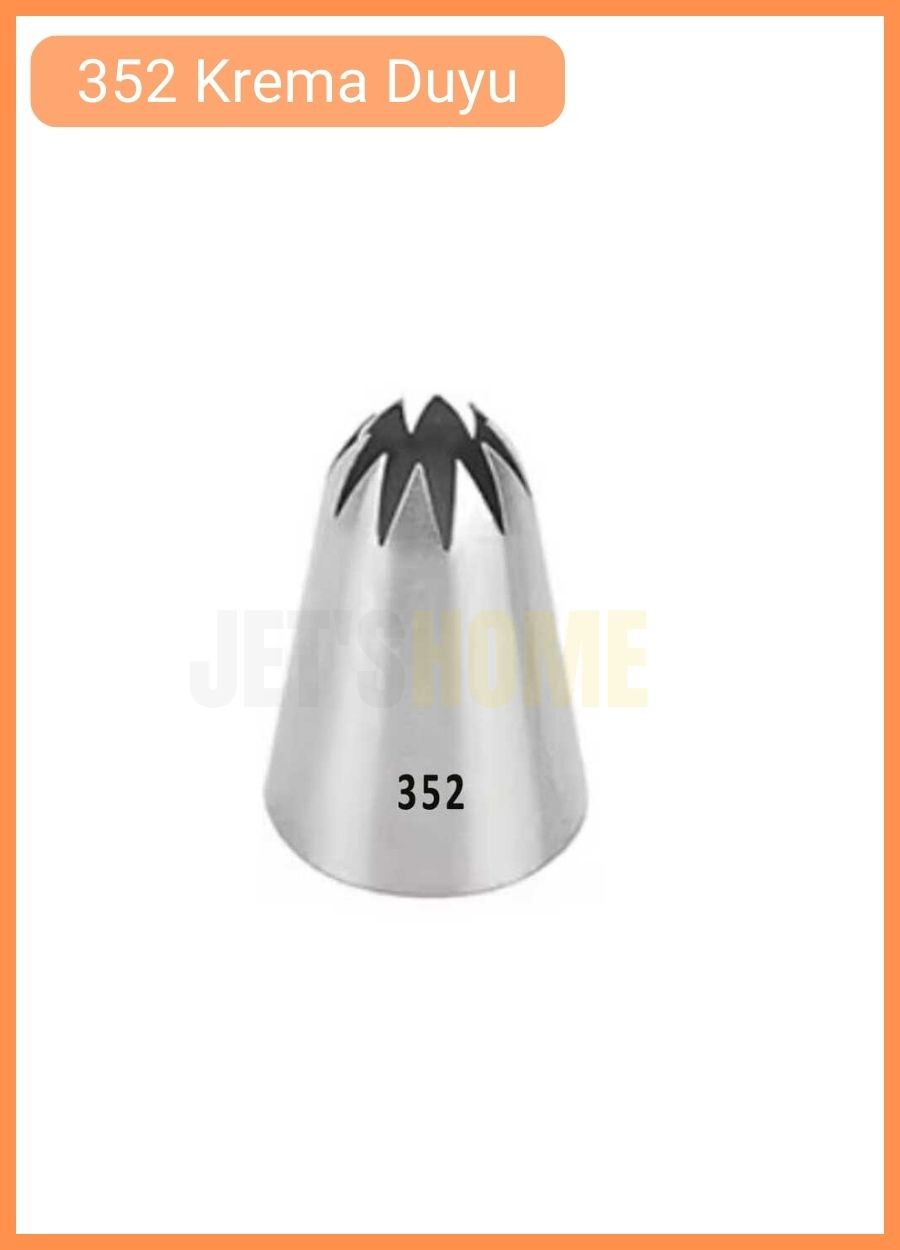 352 Kapalı Yıldız Desen Krema Duyu Büyük Boy Pasta Duyu Paslanmaz Çelik Krema Torbası Ucu 3.5x2.0x5.0 cm
