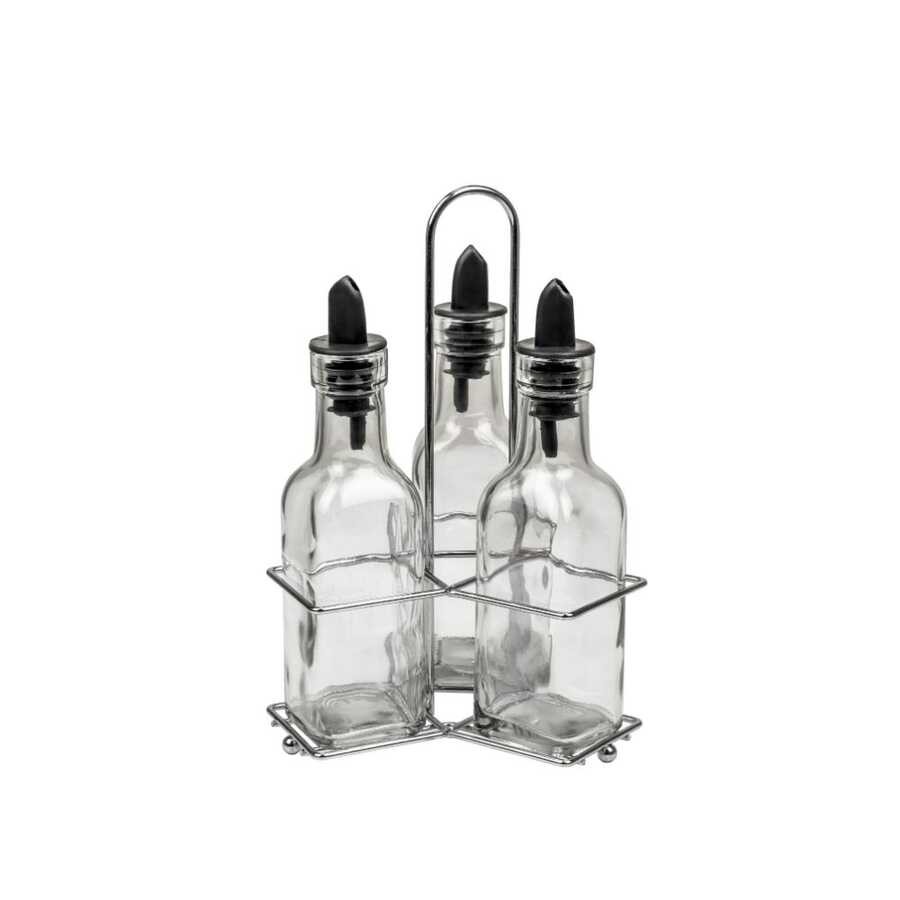 3’lü Set Yağdanlık Takımı Cam Yağlık Sirkeli 200 ml
