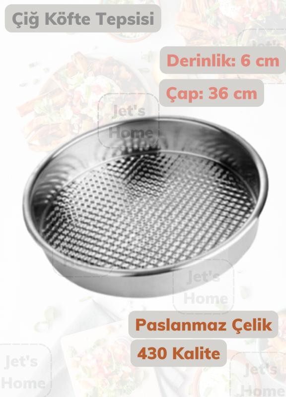 Çiğ Köfte Tepsisi 36 cm Paslanmaz Çelik