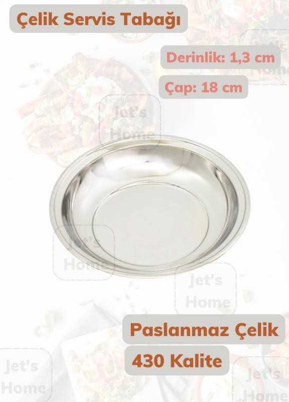 Servis Tabağı Paslanmaz Çelik 18 Cm Çukur 430 Kalite