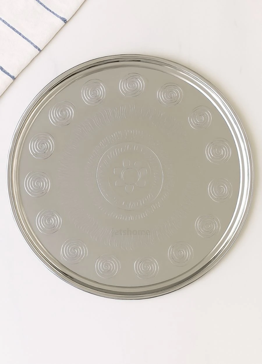 75,5 cm Paslanmaz Çelik Yer Sofrası Yemek Sunum Çay Kahve Servis Tepsisi Sini No:80