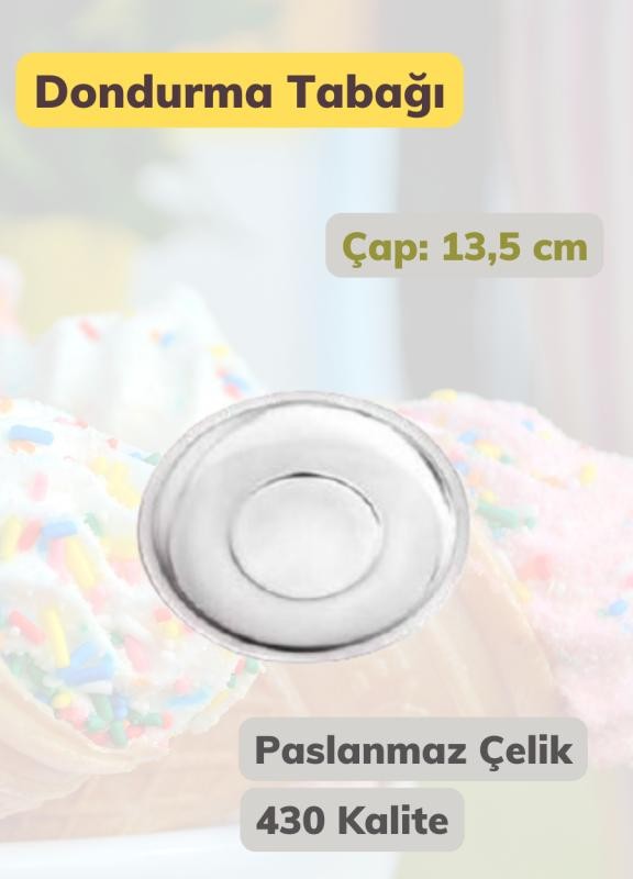Dondurma Tabağı 13,5 cm Dondurma Altı Tabak Paslanmaz Çelik 430 Kalite