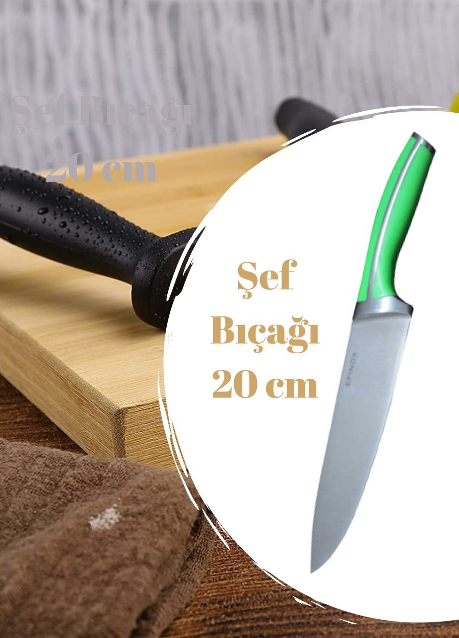 Şef Bıçağı Paslanmaz Çelik Bıçak Yeşil 20 Cm