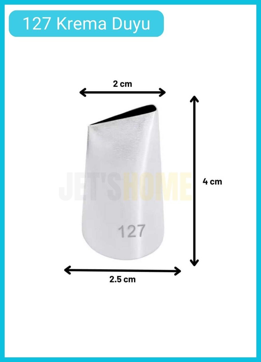 127 Gül Yaprak Desen Krema Duyu Büyük Boy Pasta Duyu Paslanmaz Çelik Krema Torbası Ucu 2.5x2.0x4.0 cm