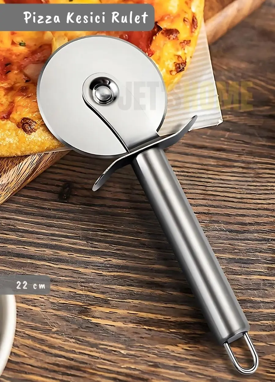 Pizza Kesici Orta Boy 6,5 cm Paslanmaz - Dengeli Rulet Ölçüsü