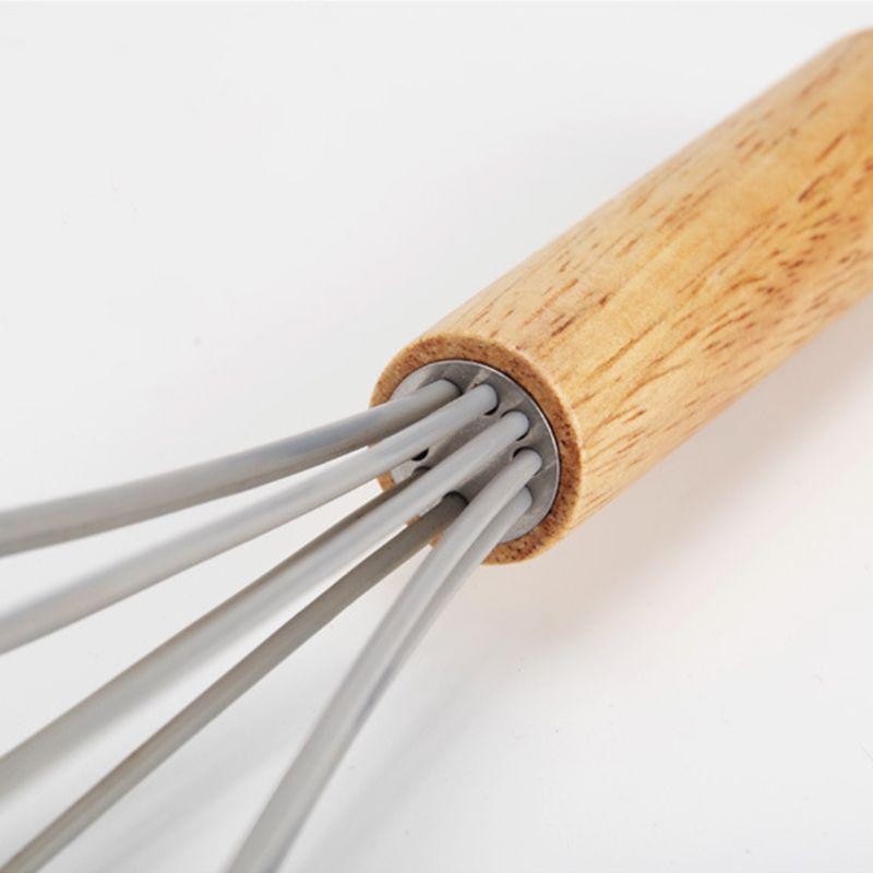 Sos Çırpma Teli Silikon Yumurta Çırpıcı Çikolata Çırpıcı Krema Çırpıcı Ahşap Saplı 25 cm