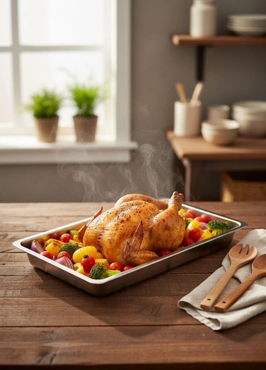 Paslanmaz Çelik Meze Küveti 430 Kalite Dayanıklı Dikdörtgen Tabak 43x28x4,3 cm