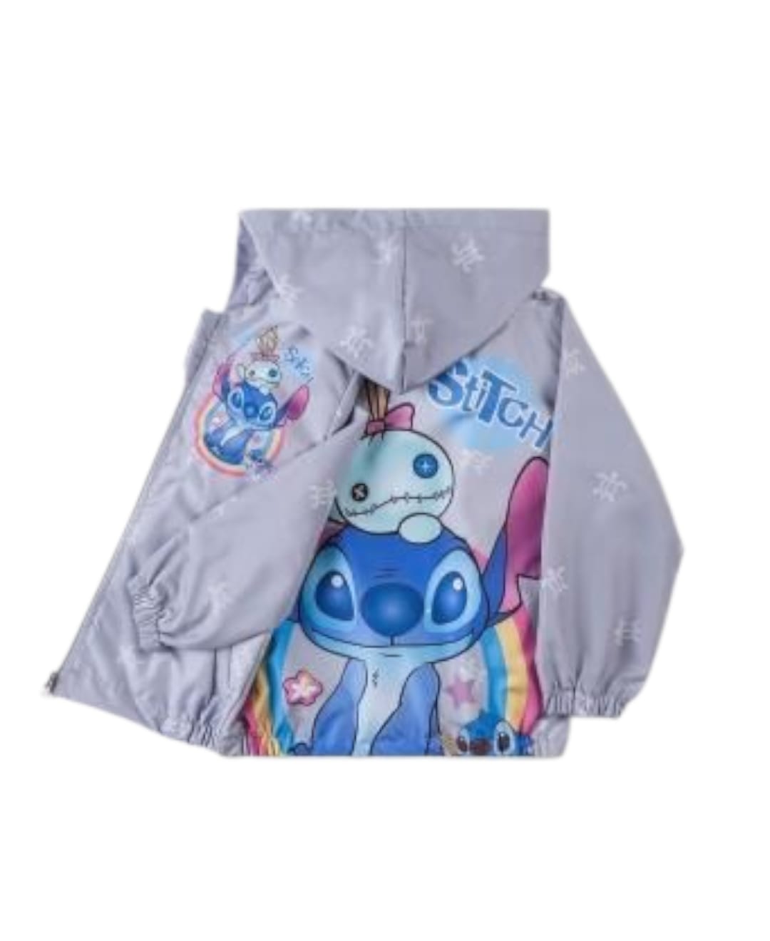 Kız Çocuk Stitch Baskılı Yağmurluk