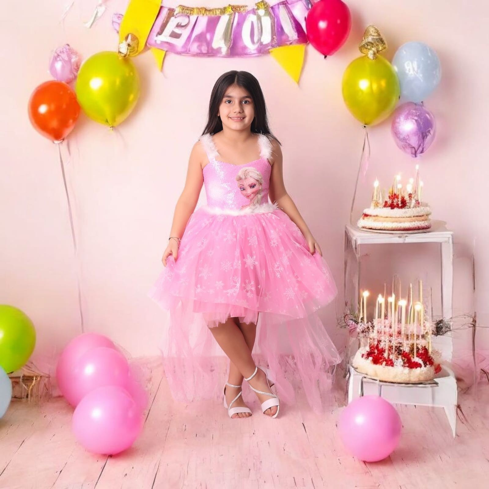 KUYRUKLU ELSA KIZ ÇOCUK ABİYE ELBİSE