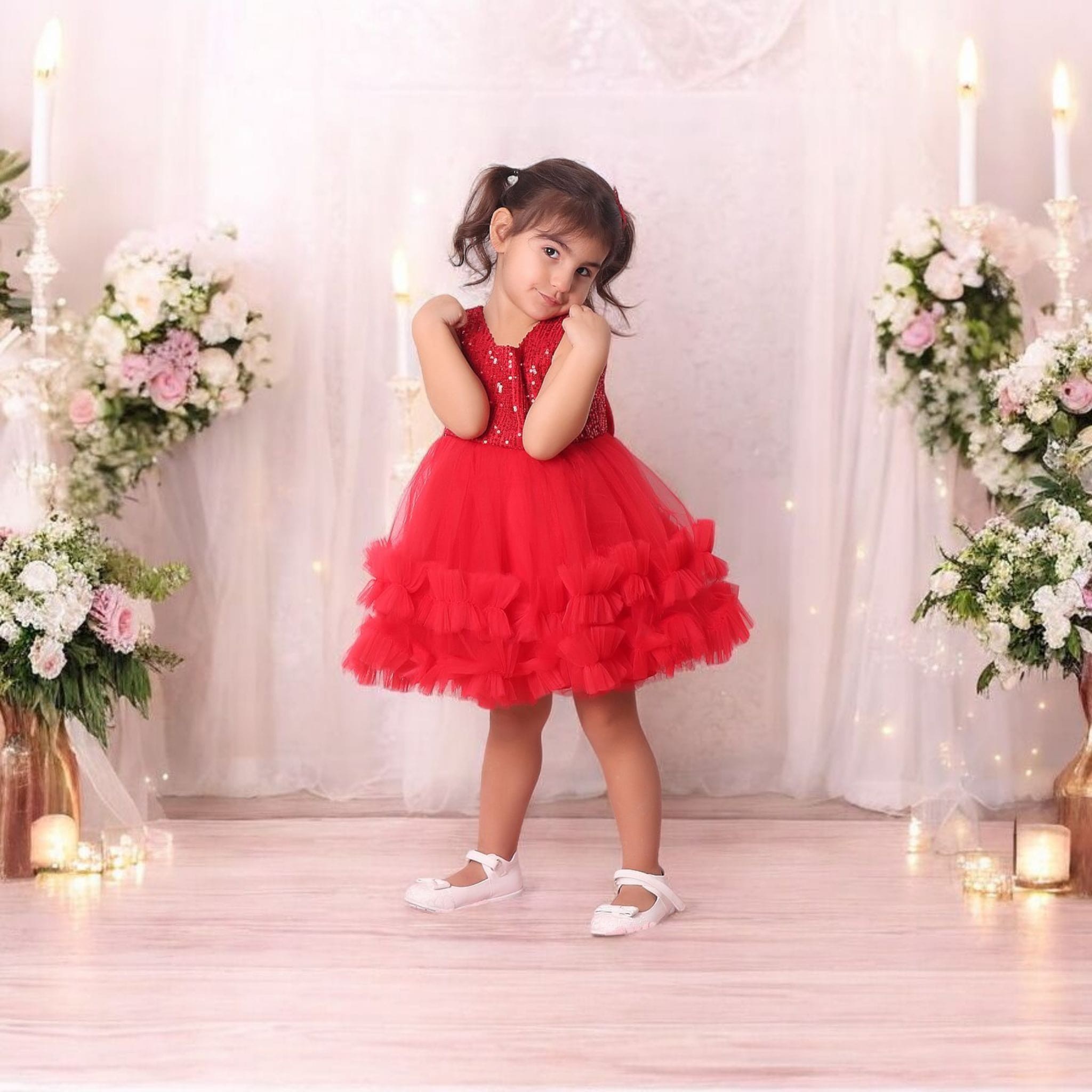 PUL PAYET KABARIK BEBEK ABİYE ELBİSE