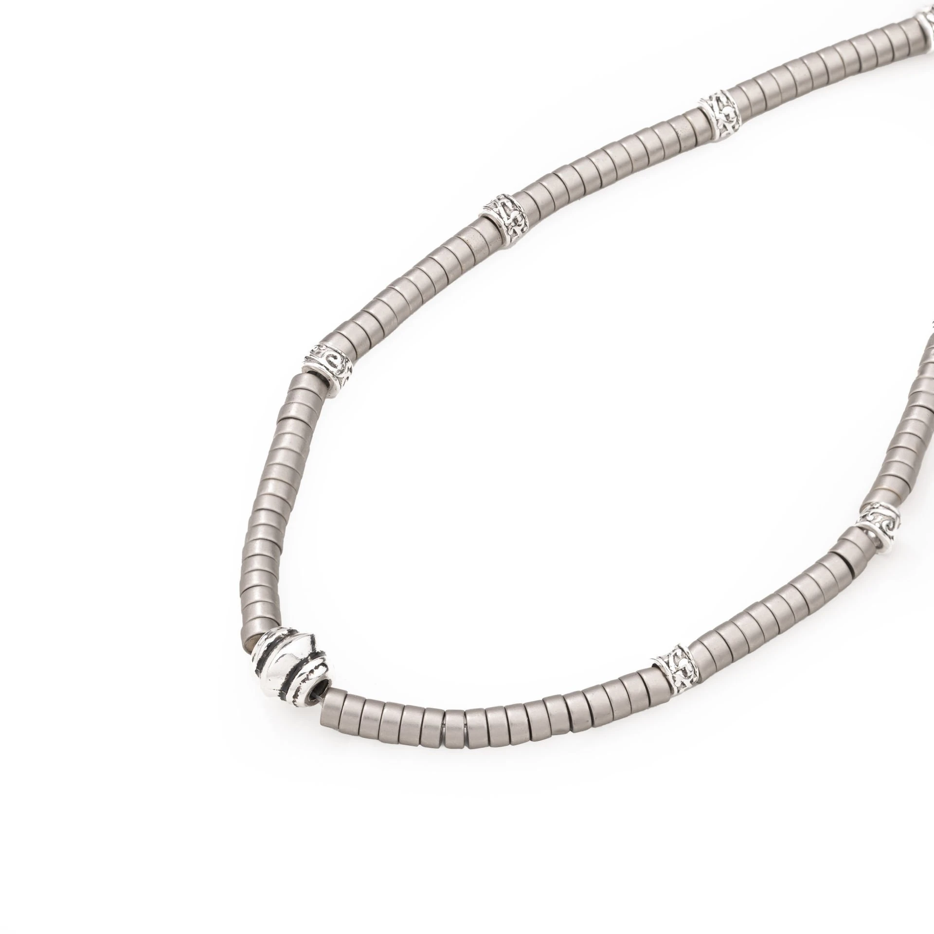 Onsra Gri Doğal Taşlı Erkek Kolye