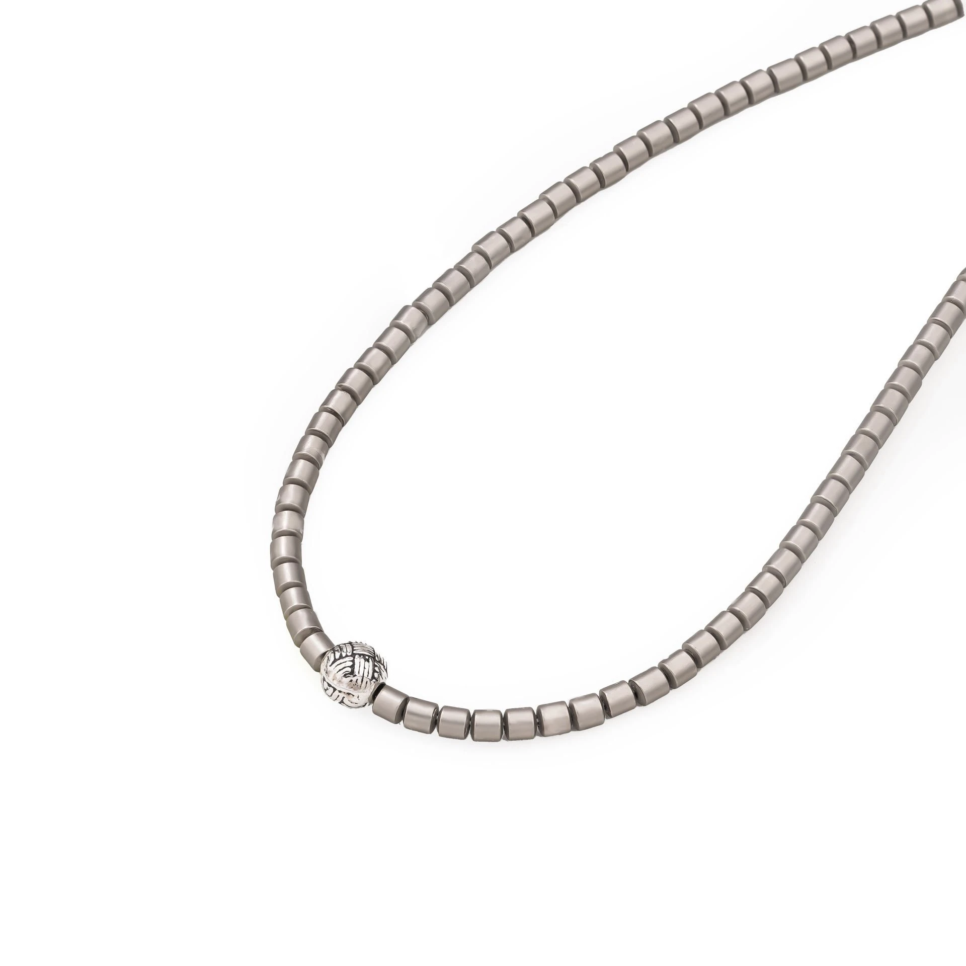 Opia Gri Doğal Taş Erkek Kolye