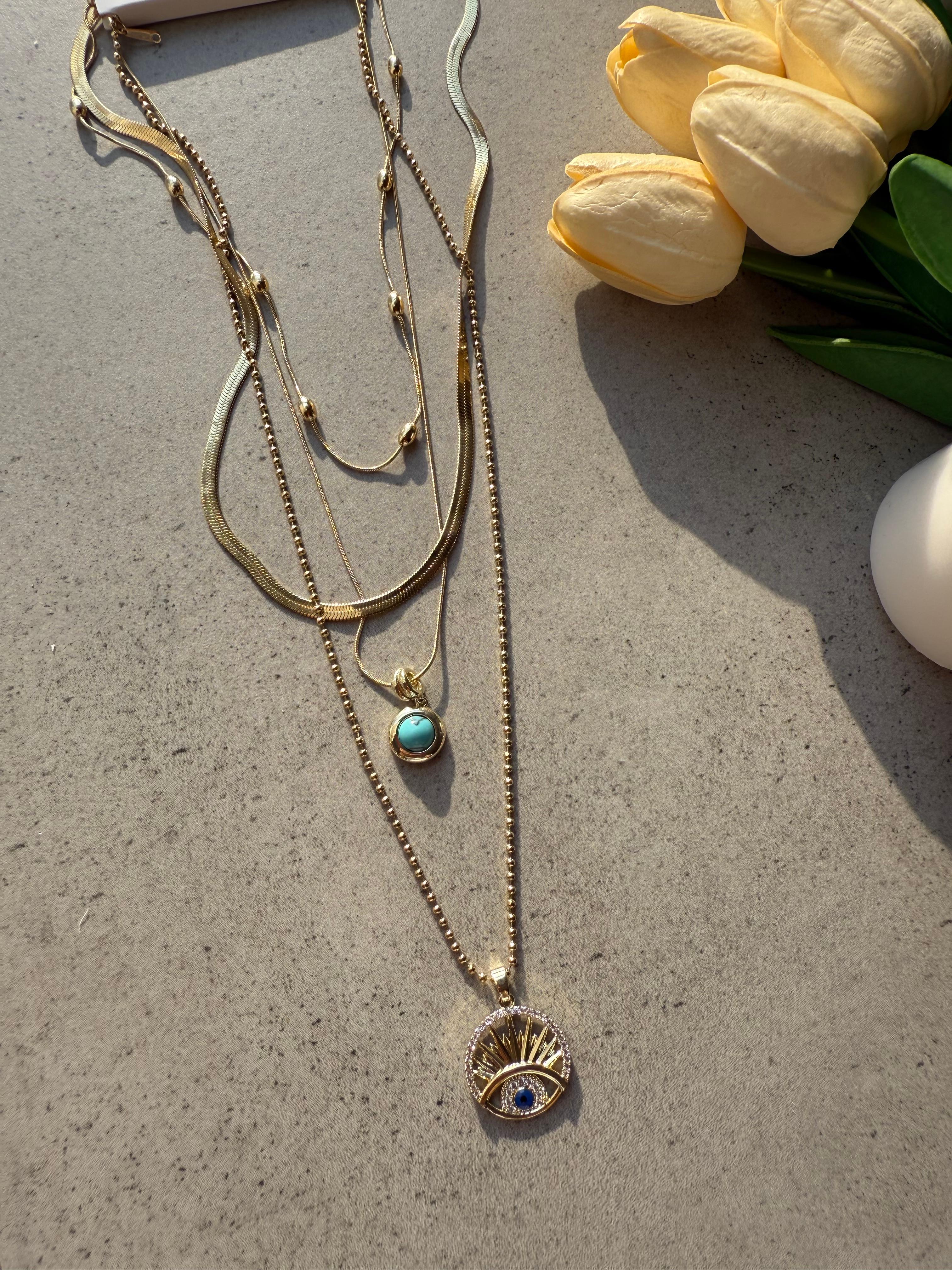 BLUE IRIS SET KOLYE