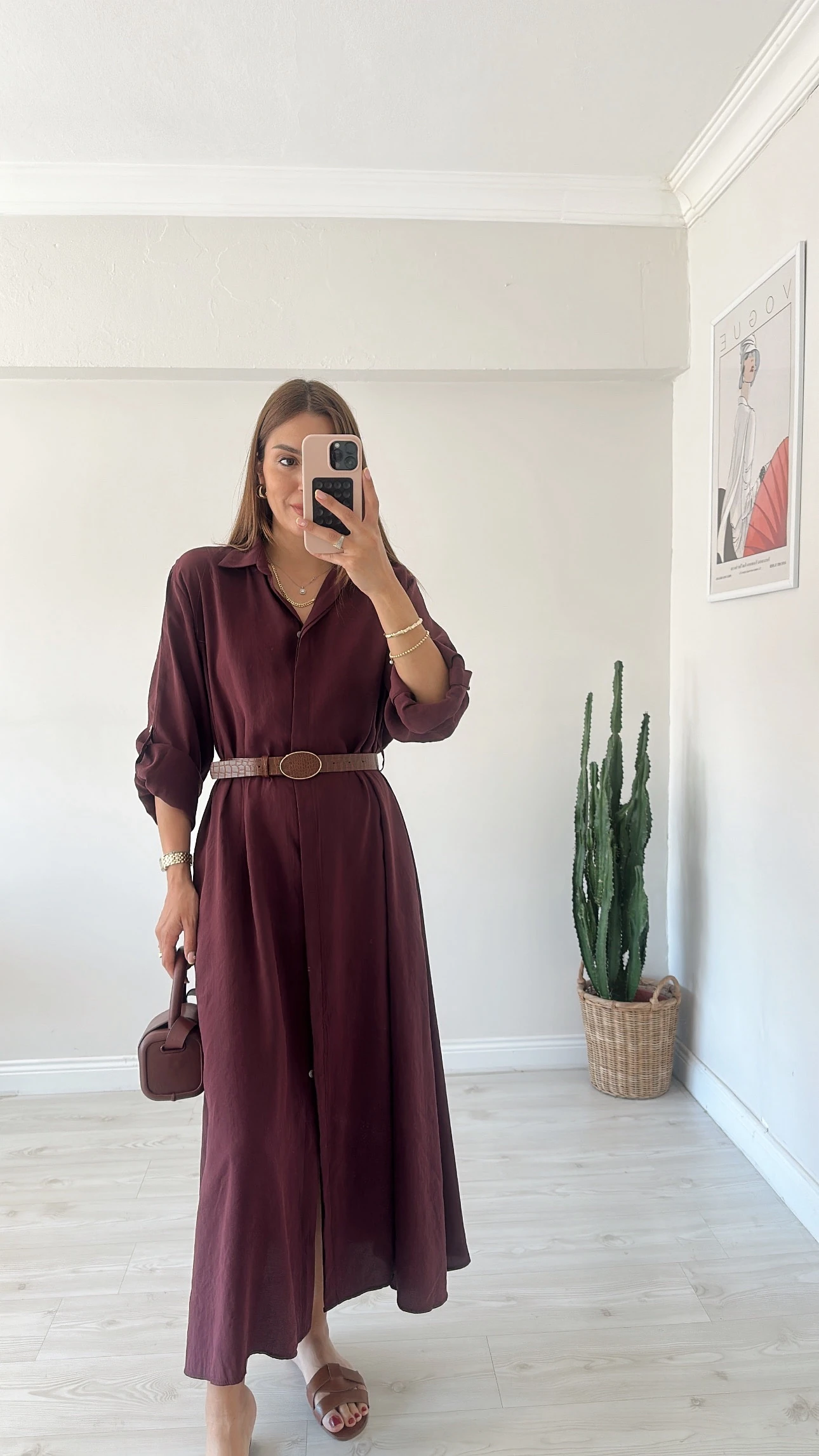 Gömlek Elbise Mürdüm