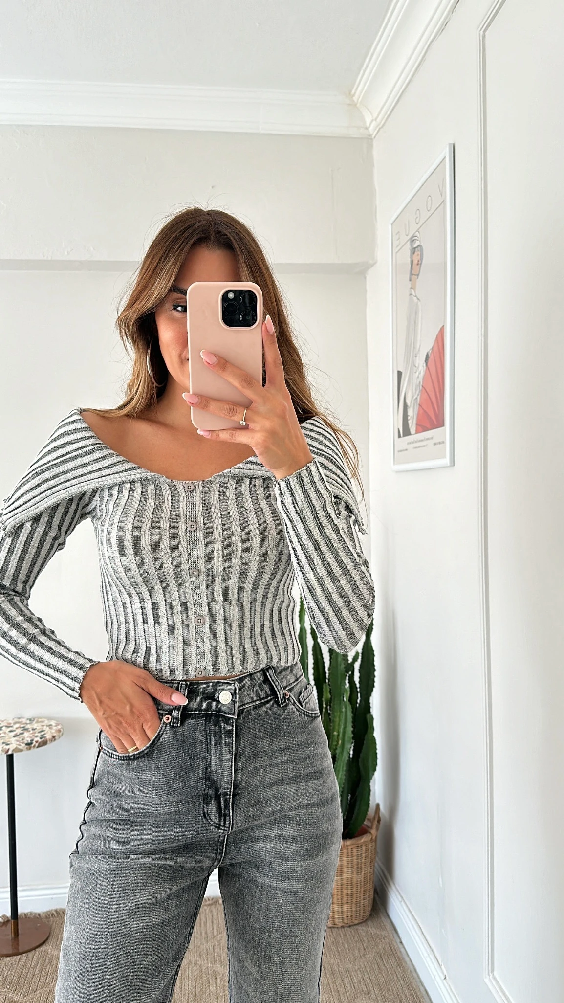 Madonna Yaka Fitilli Bluz Gri