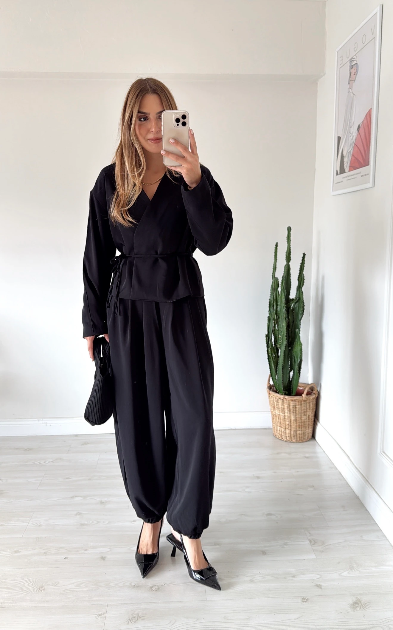 Şalvar Pantolonlu Takım Siyah