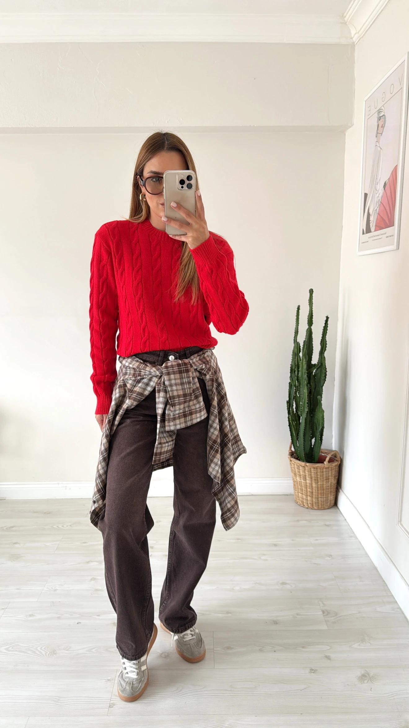 Saç Örgülü Kazak Kırmızı