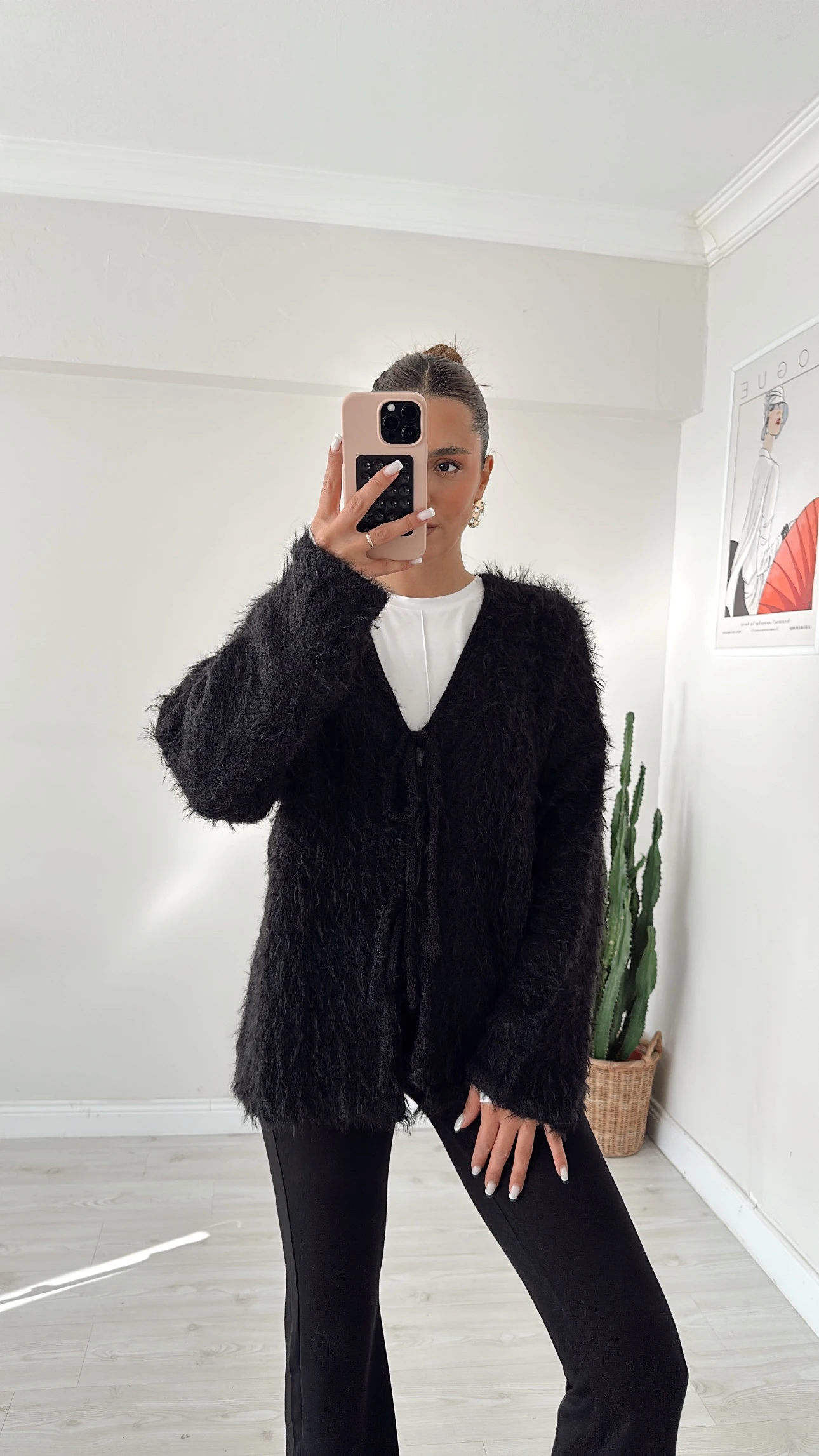 Bağlamalı Sakallı Hırka Siyah