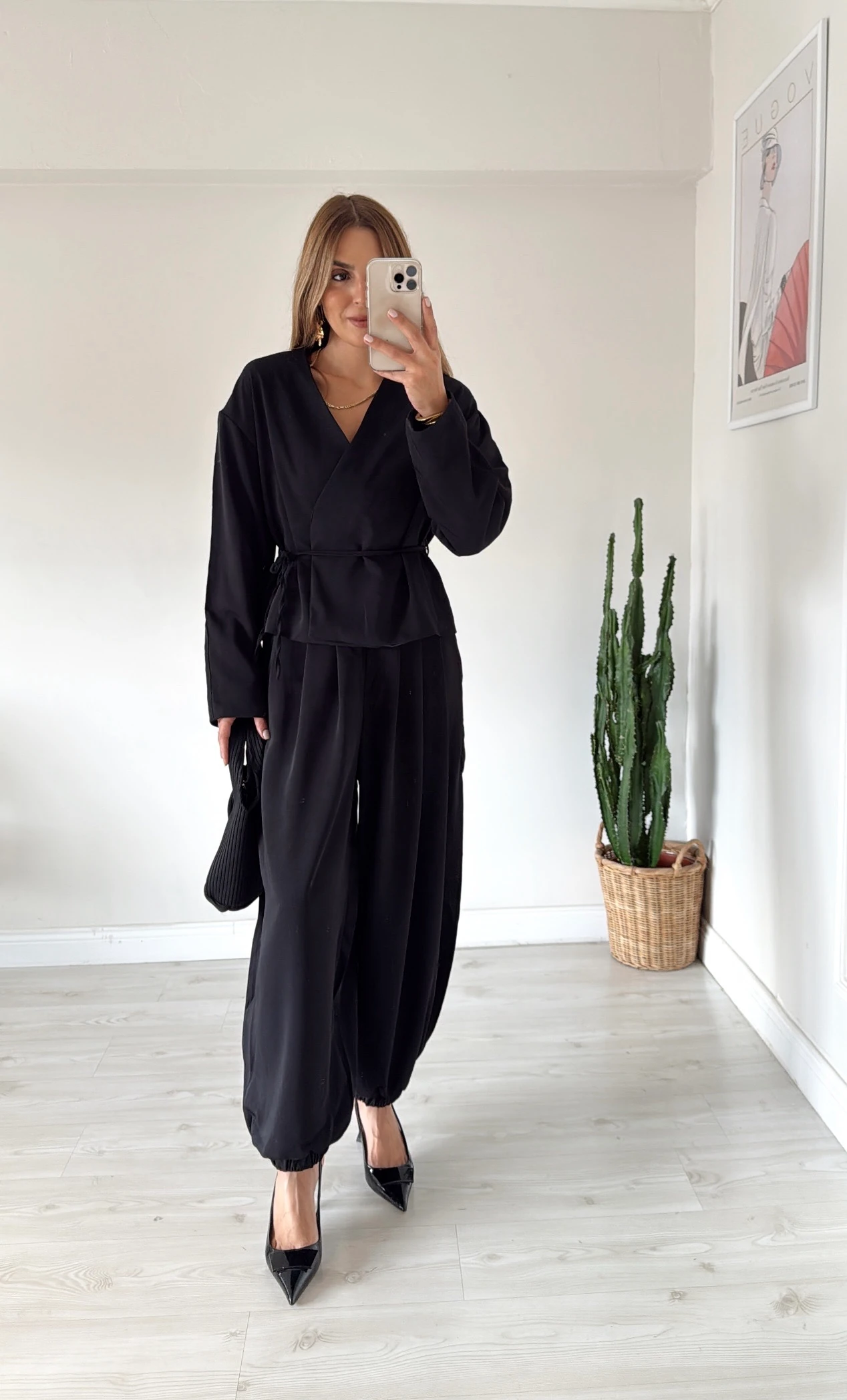 Şalvar Pantolonlu Takım Siyah