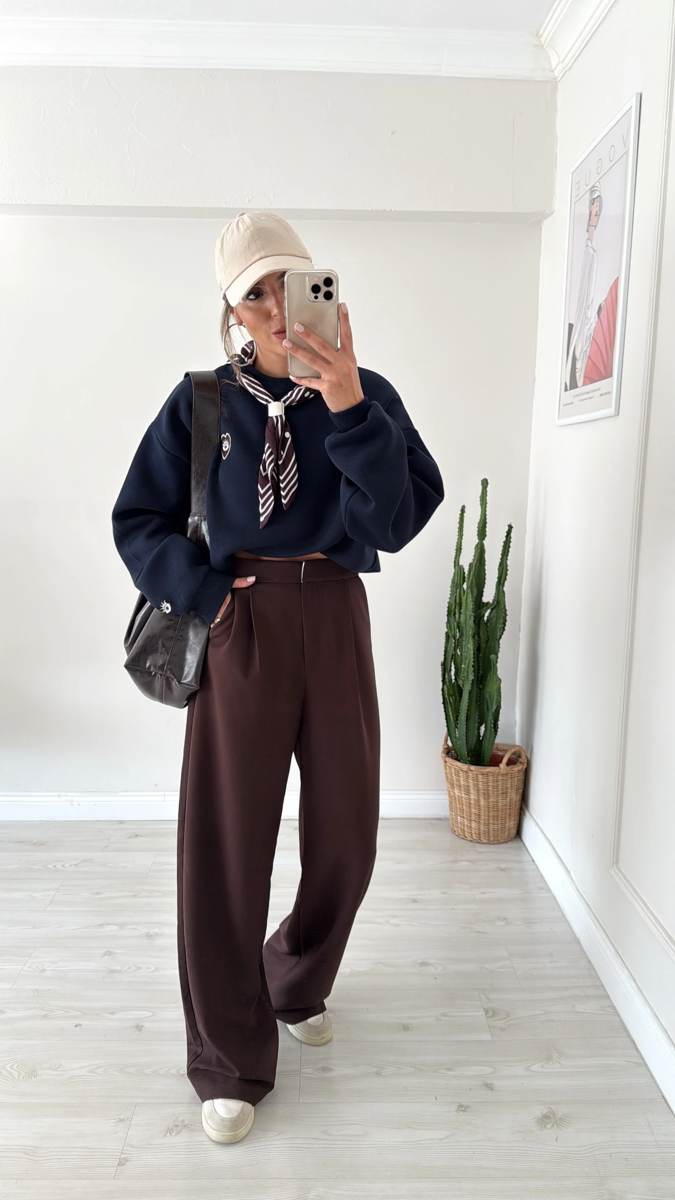 Koyu Kahve Double Krep Kumaş Palazzo