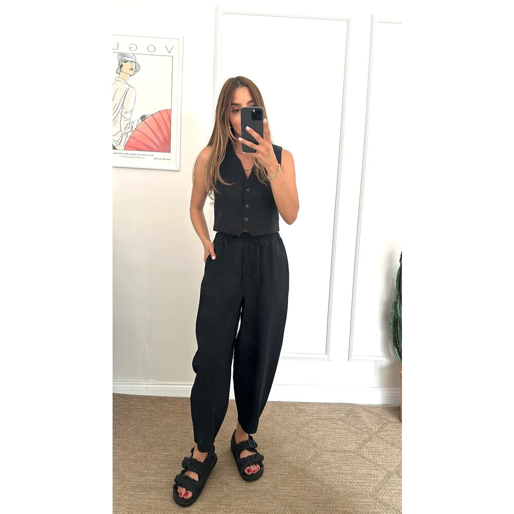 Paraşüt Keten Pantolon