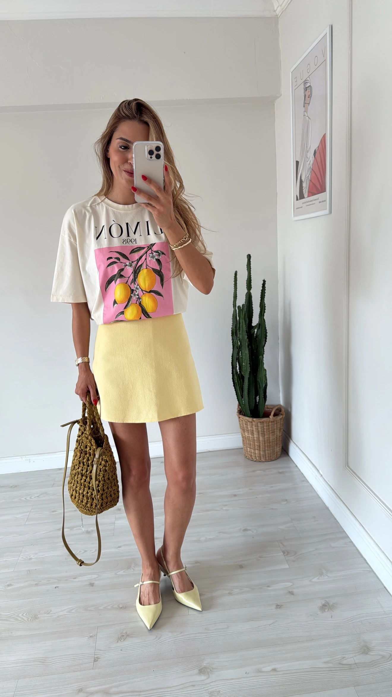 Keten Şort Etek Sarı