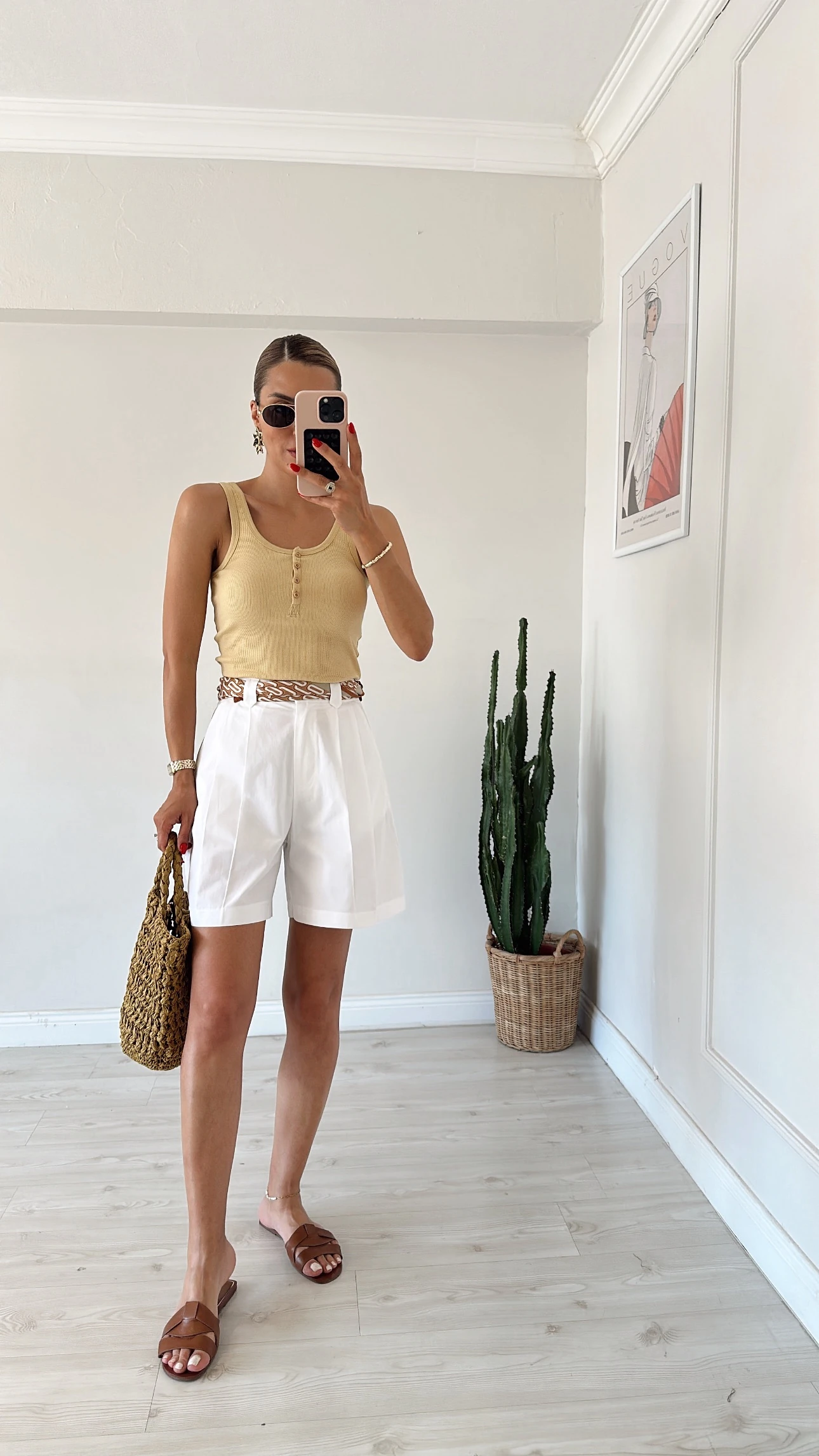 Keten Gabardin Pileli Şort Beyaz