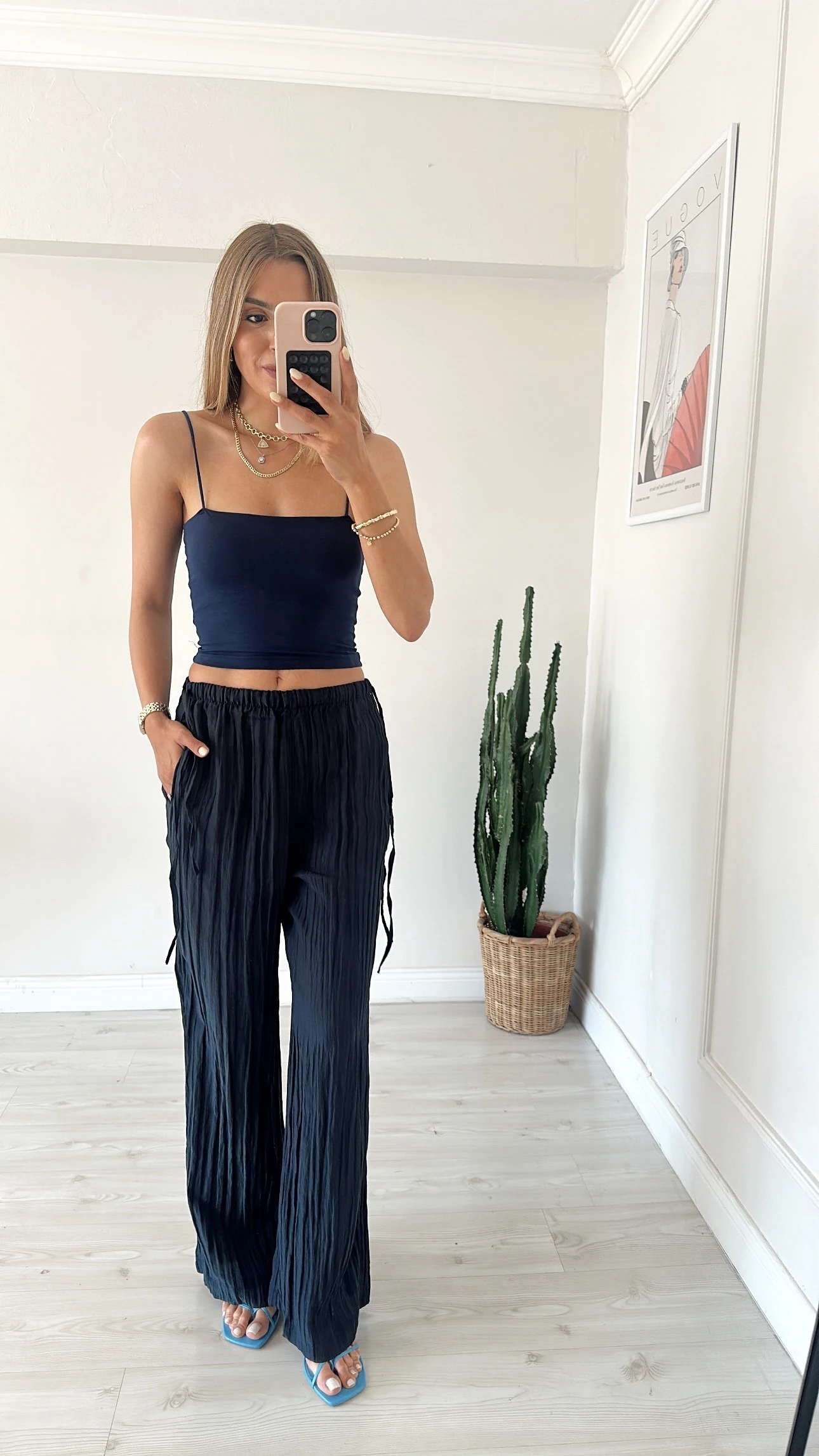 Kırışık Kumaş Relax Pantolon