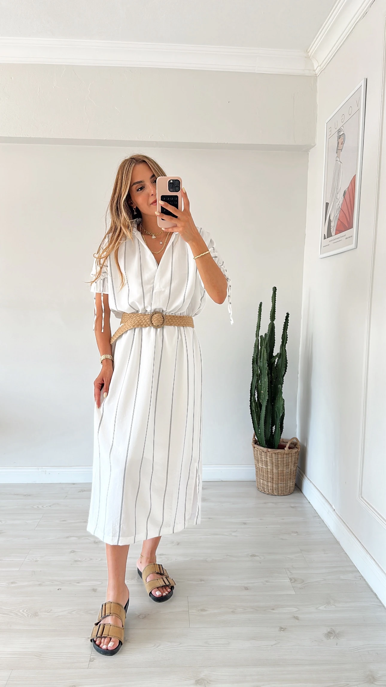 Beli Lastikli Midi Elbise