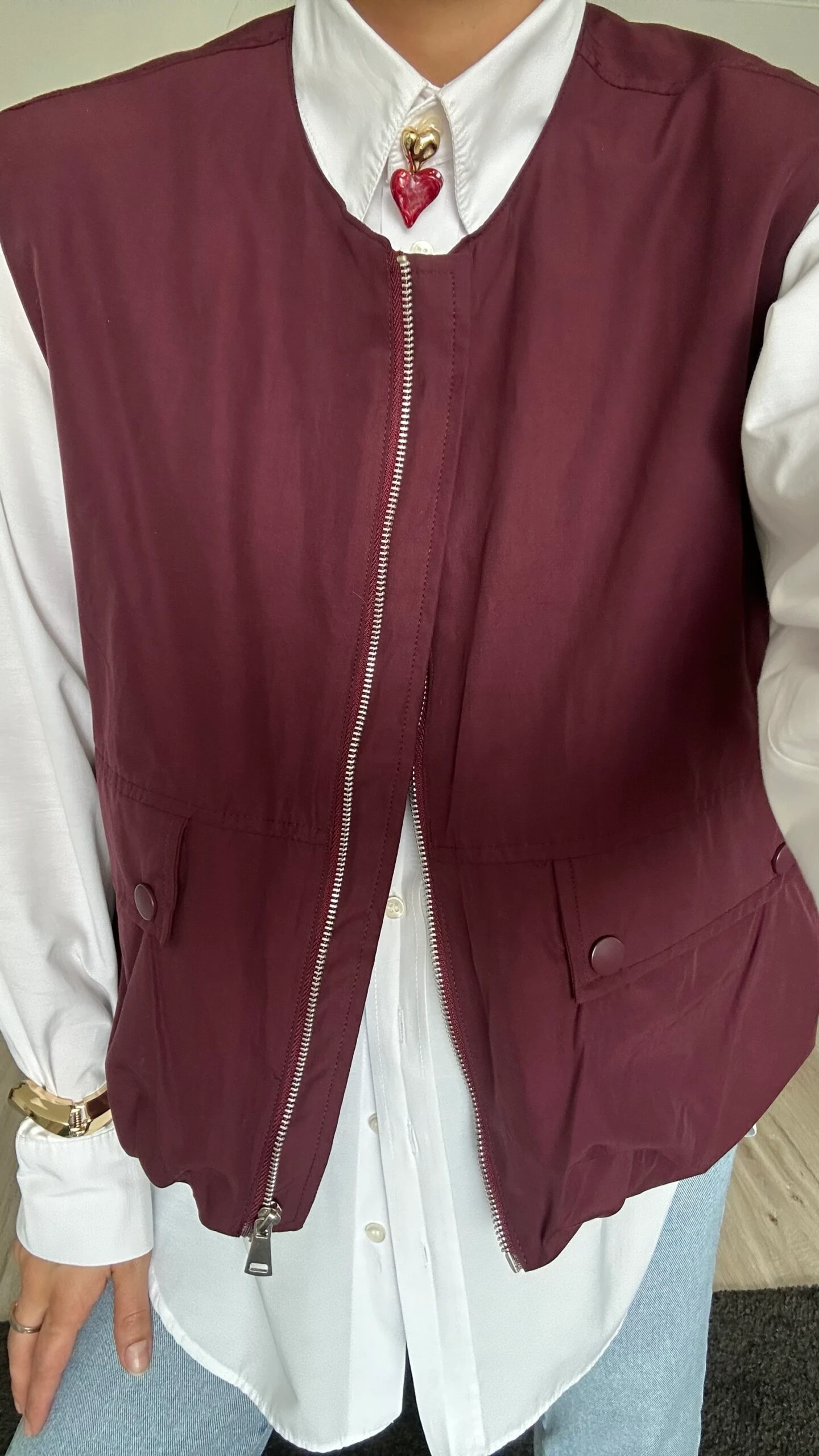 Fermuarlı Balon Yelek Bordo