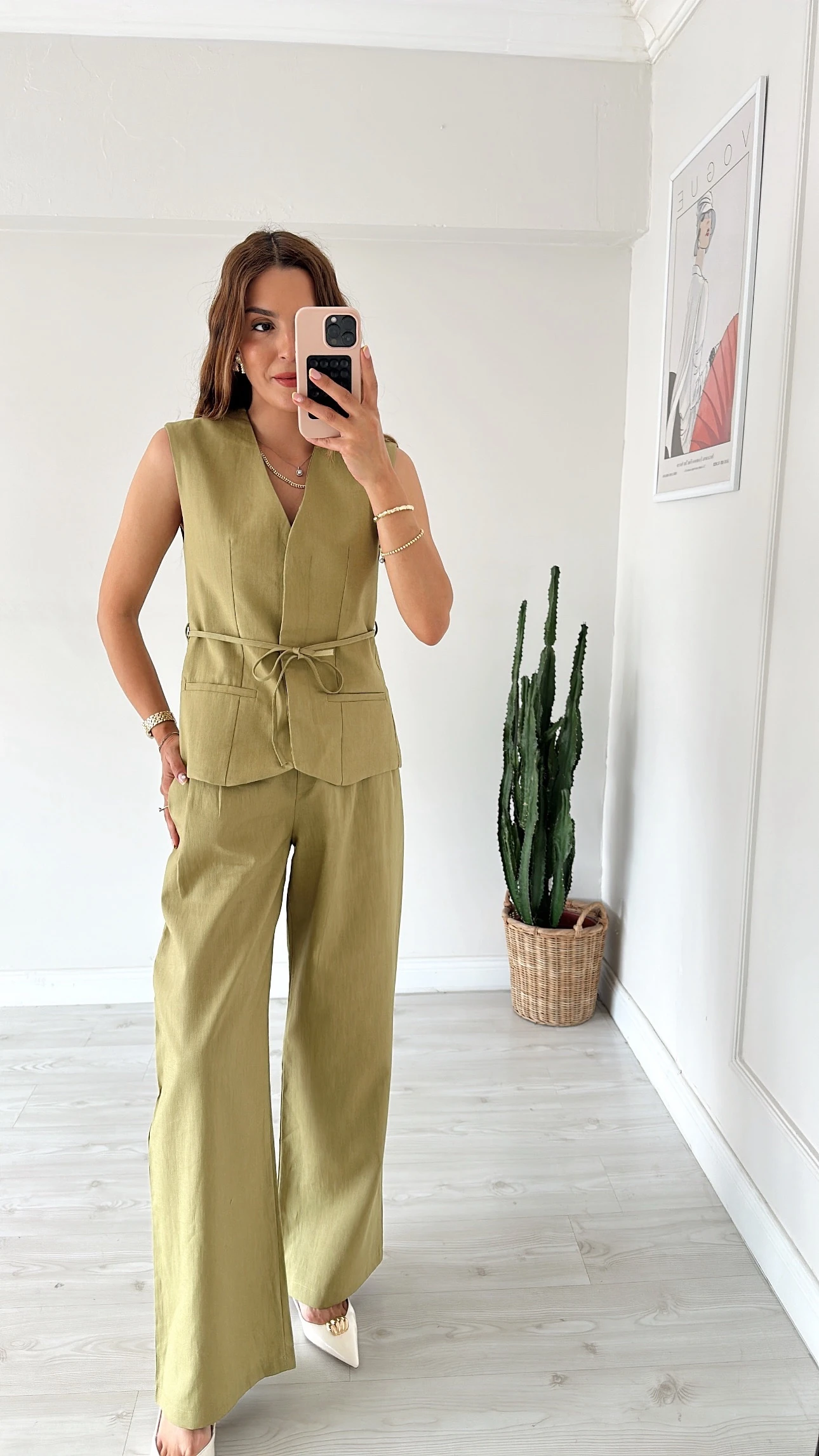 Yelekli Keten Takım