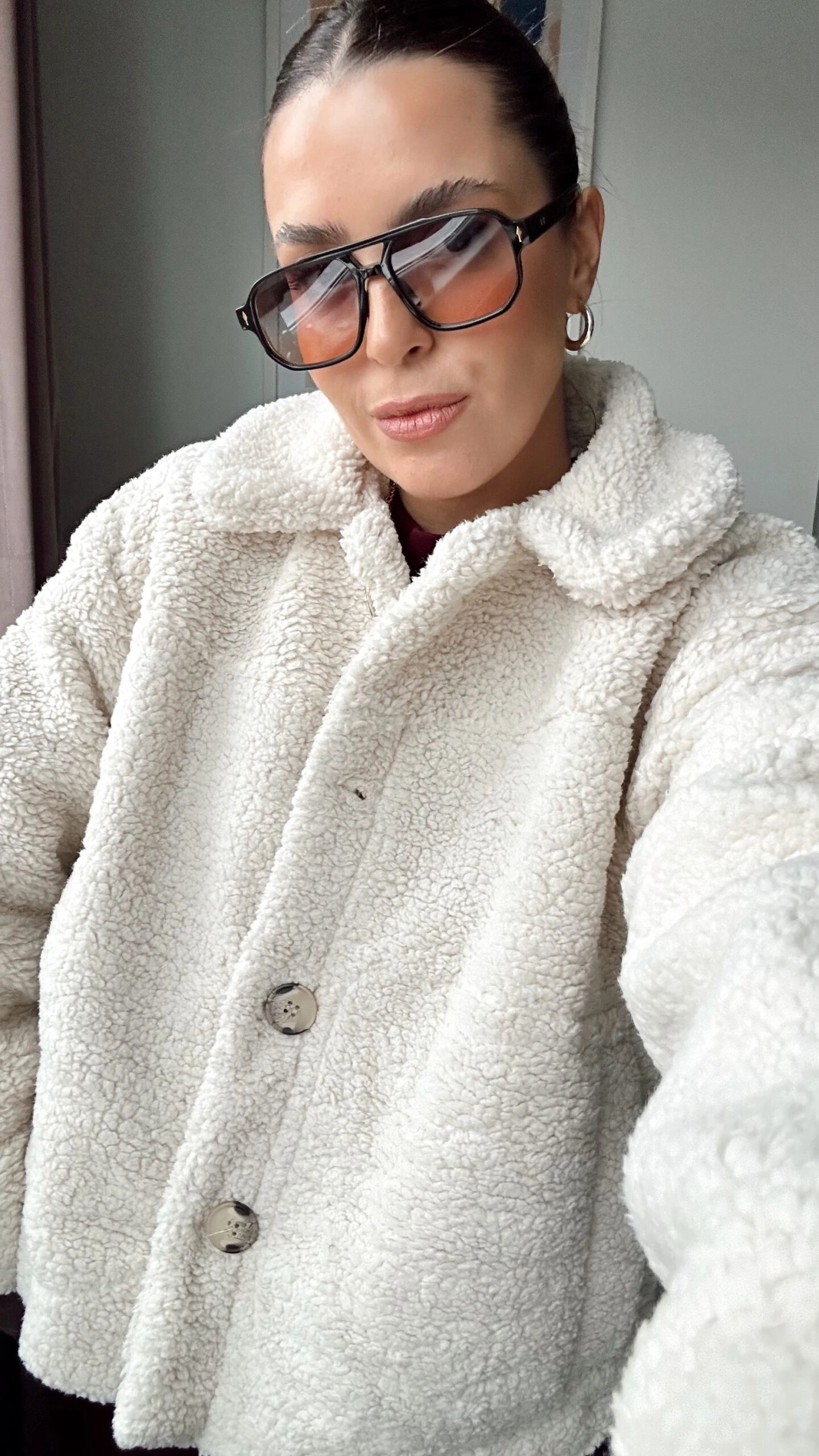 Düğmeli Peluş Ceket