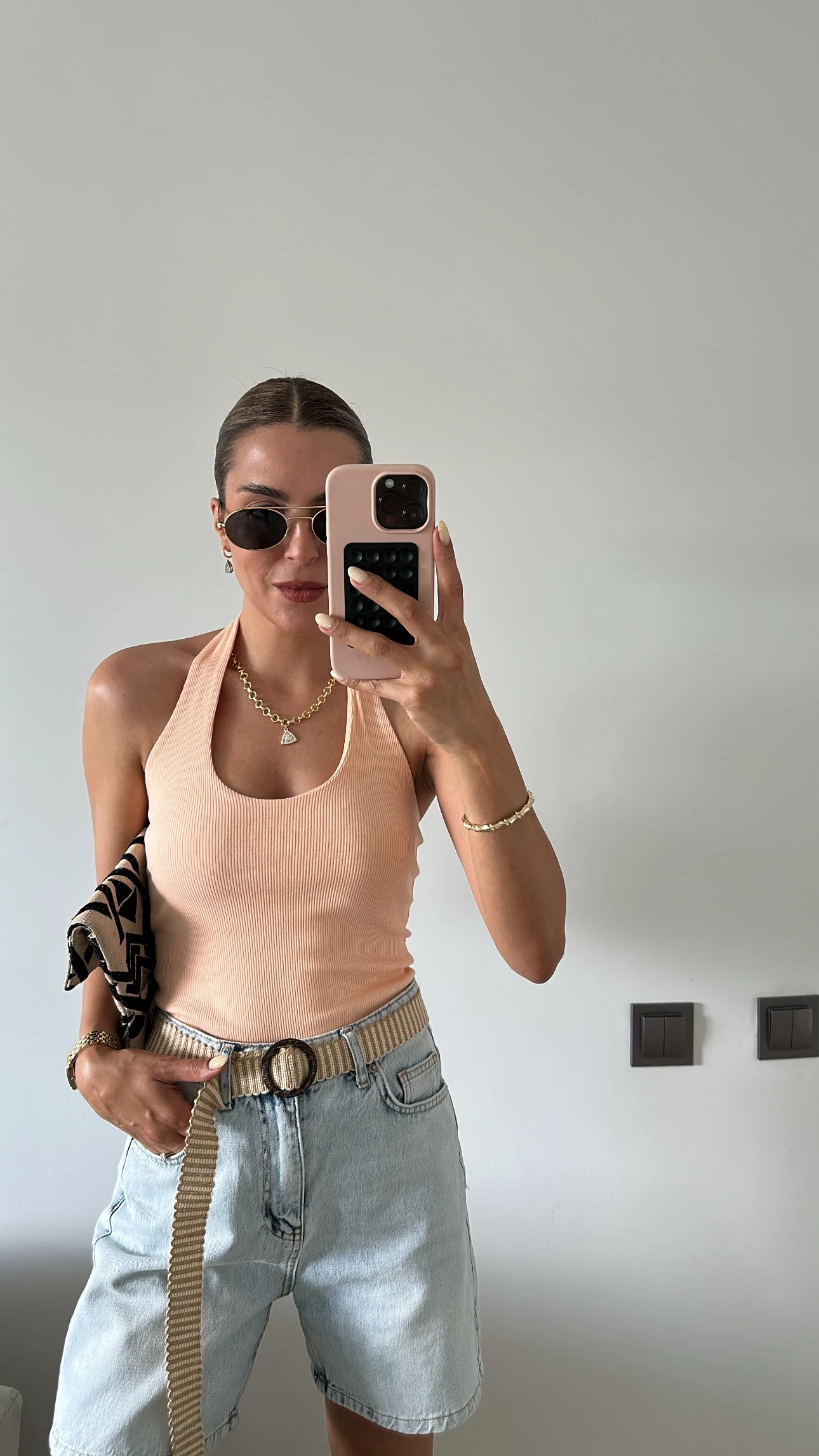 Boyundan Geçmeli Fitilli body Somon