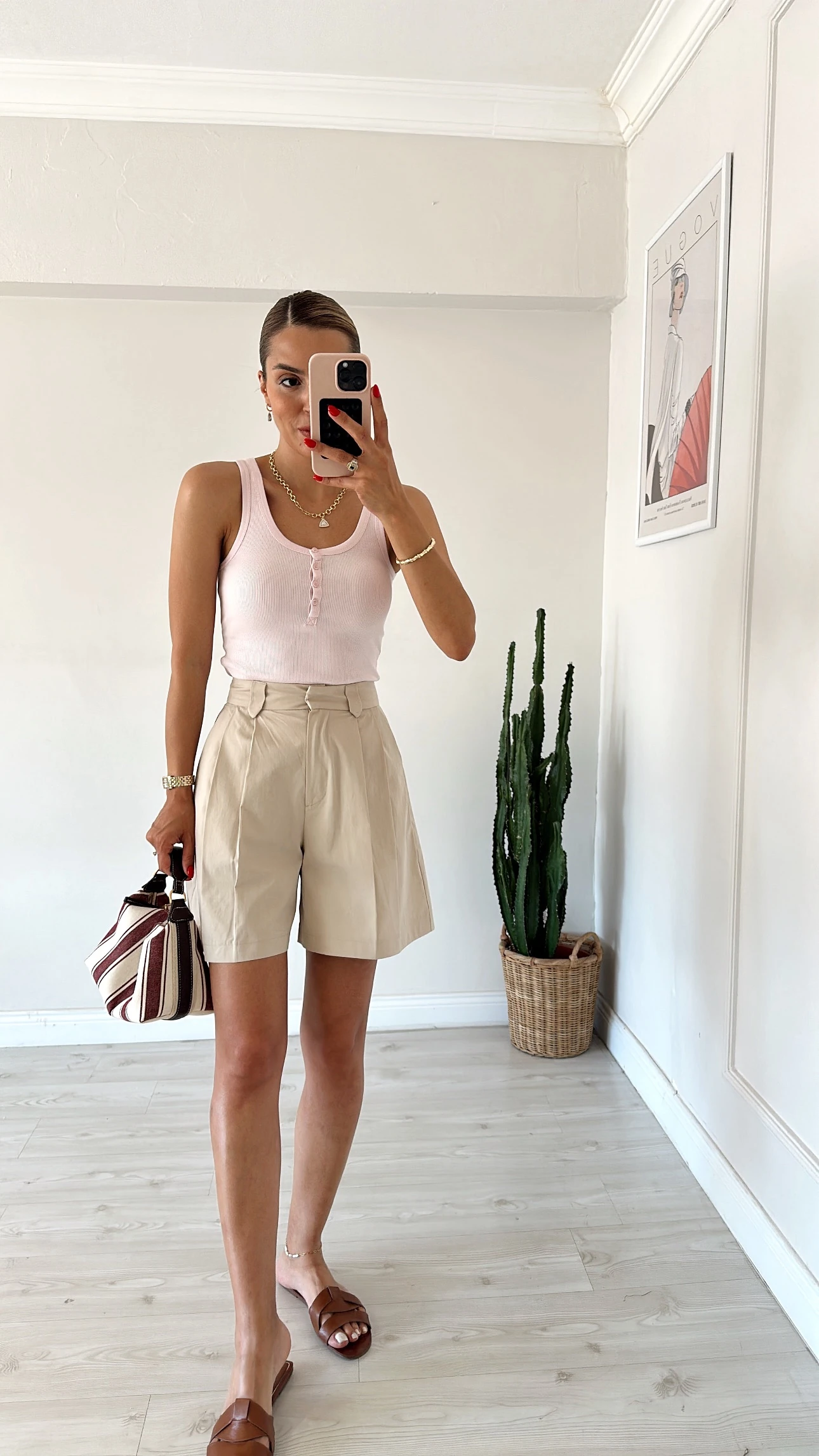 Keten Gabardin Pileli Şort