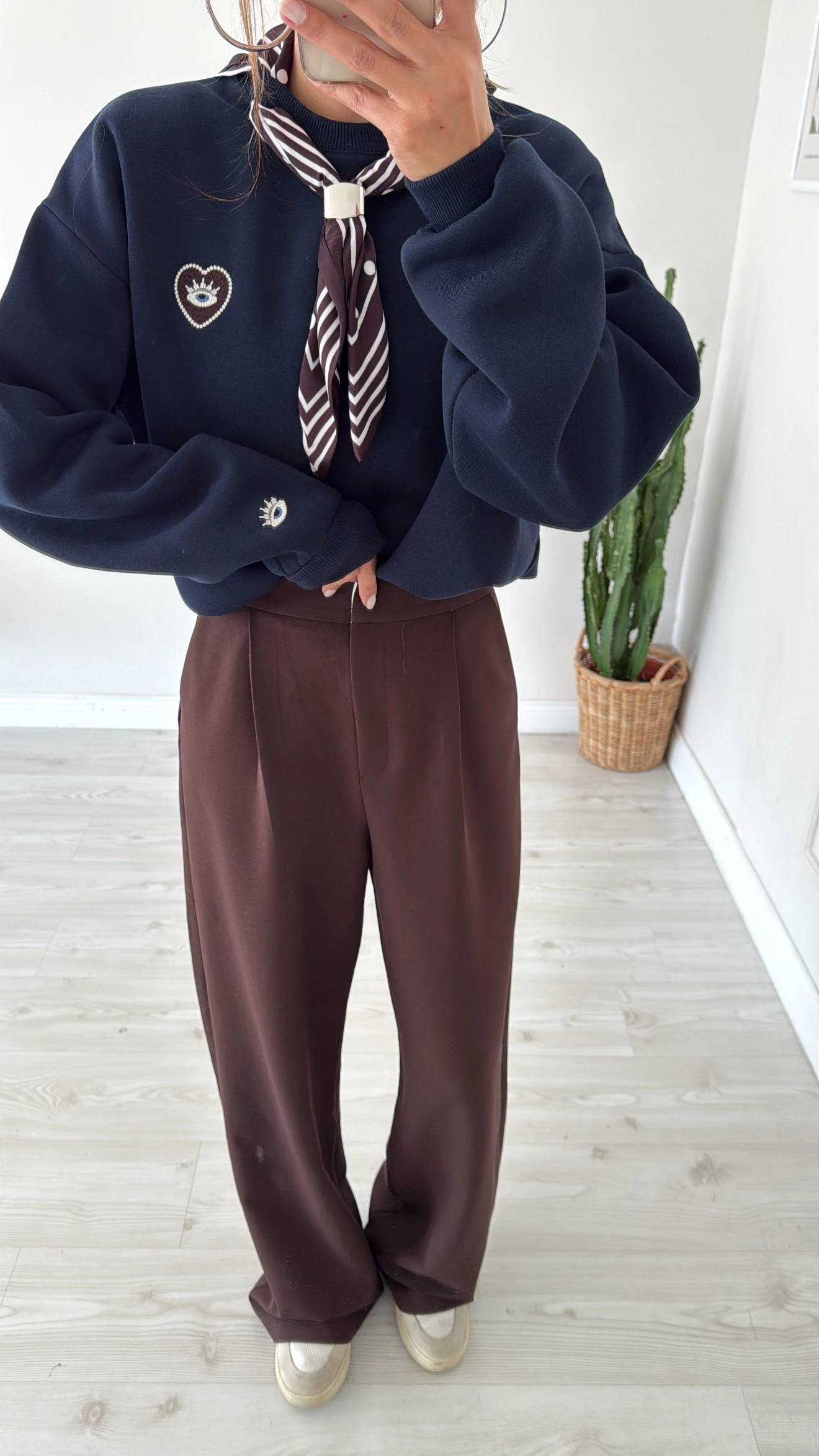 Koyu Kahve Double Krep Kumaş Palazzo