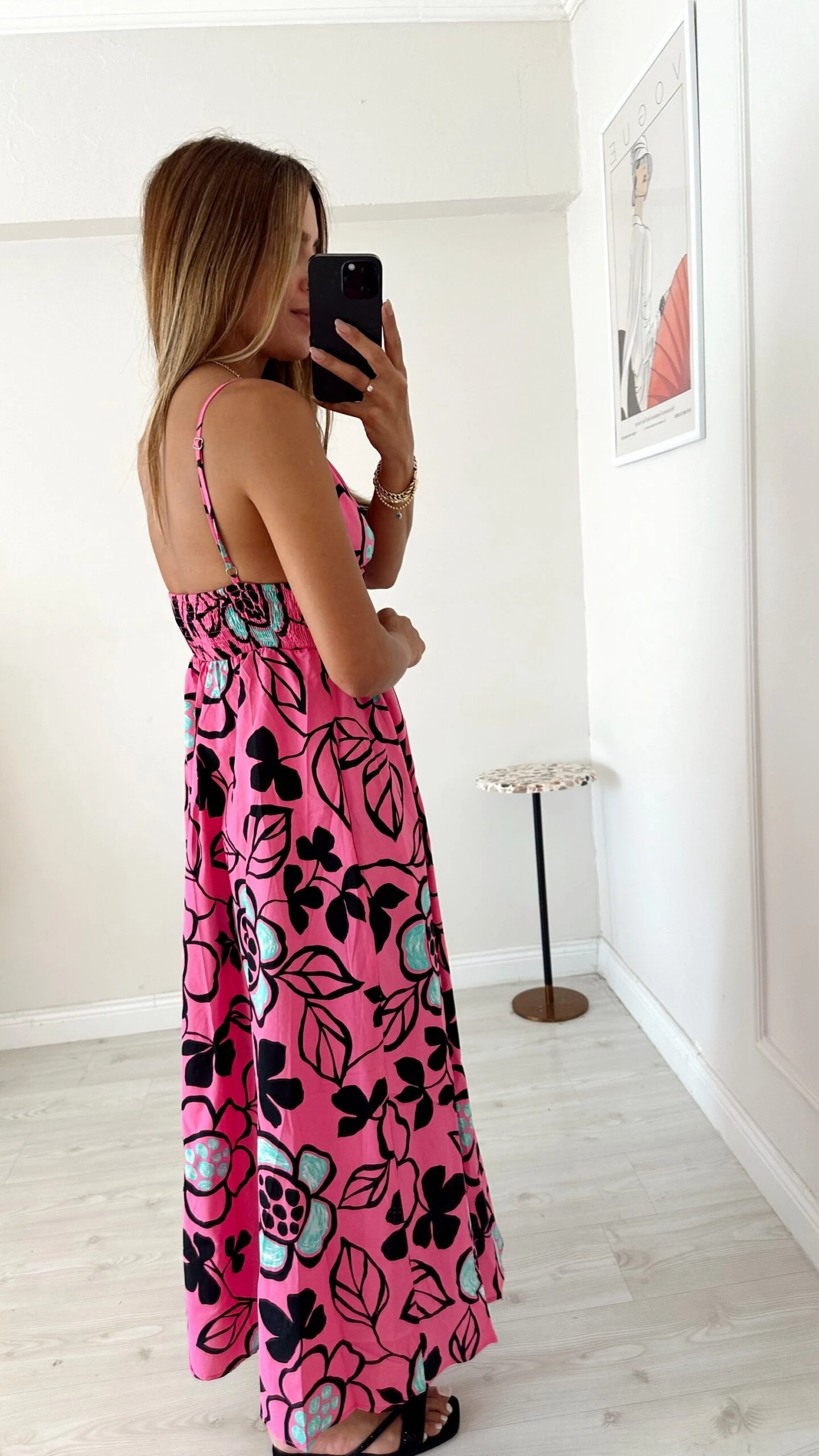 Desenli Renkli Poplin Elbise