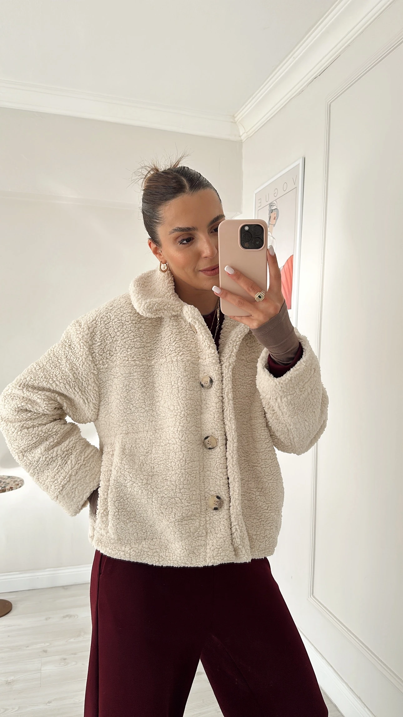 Düğmeli Peluş Ceket