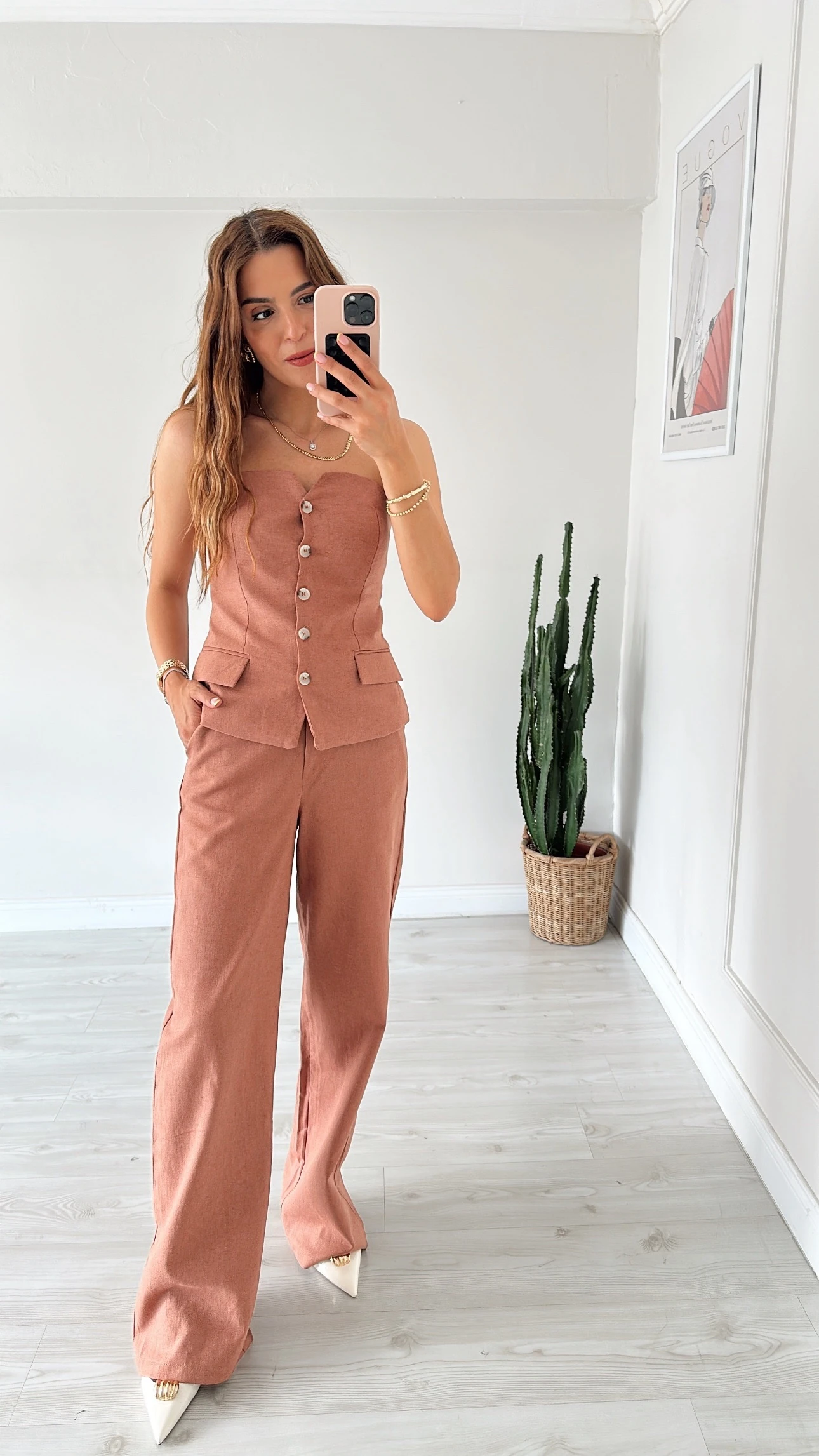 Keten Straplez Bluzlu Takım