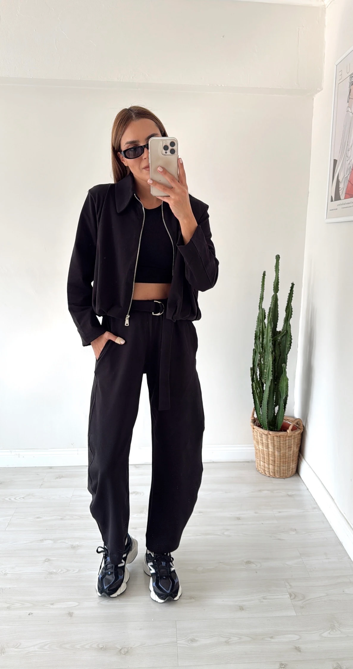 Kemerli Pantolon İki İplik Takım Siyah