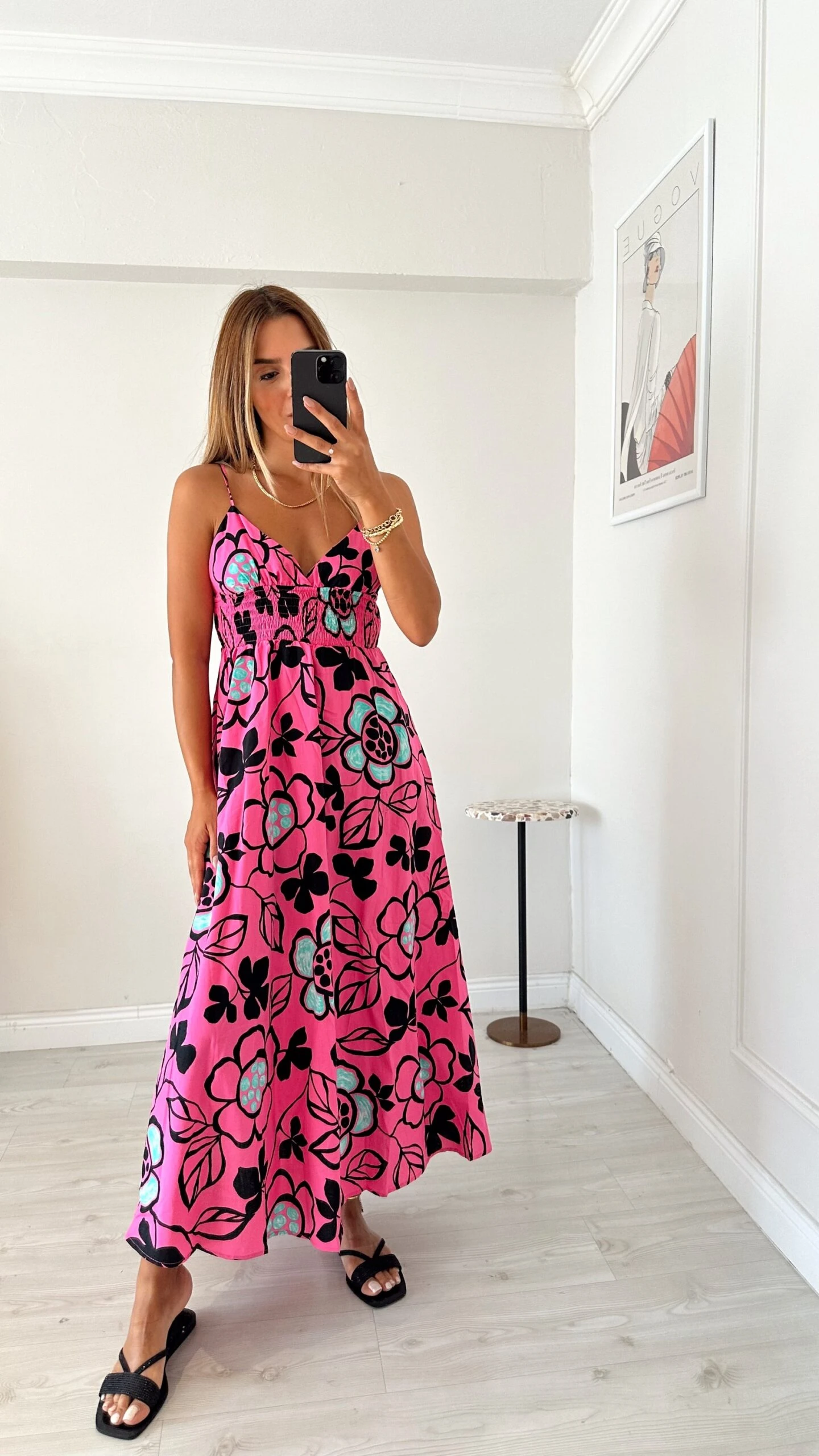 Desenli Renkli Poplin Elbise