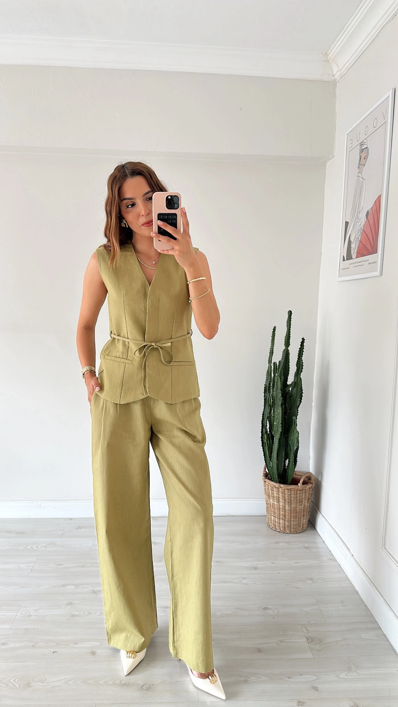 Yelekli Keten Takım