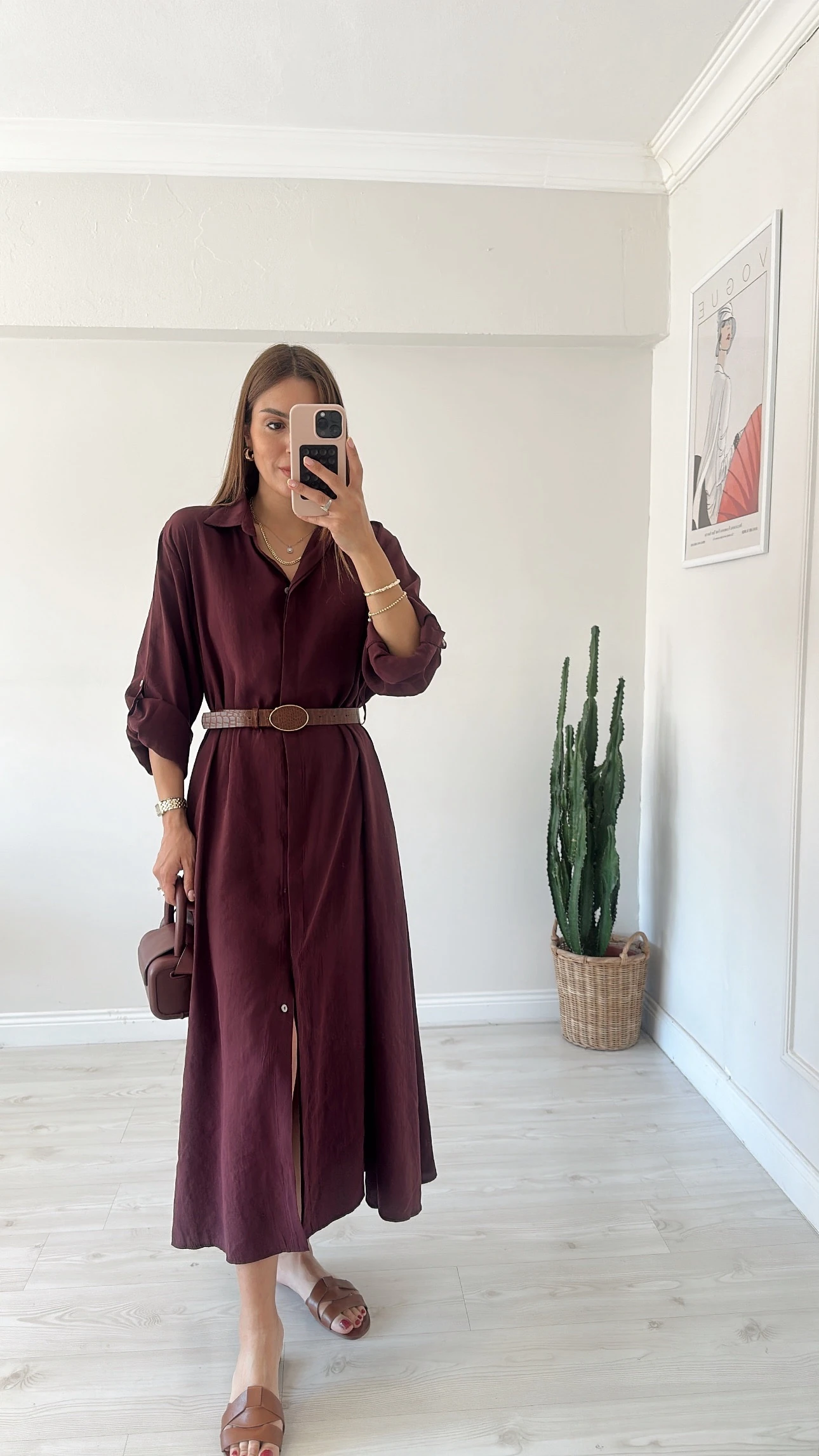 Gömlek Elbise Mürdüm