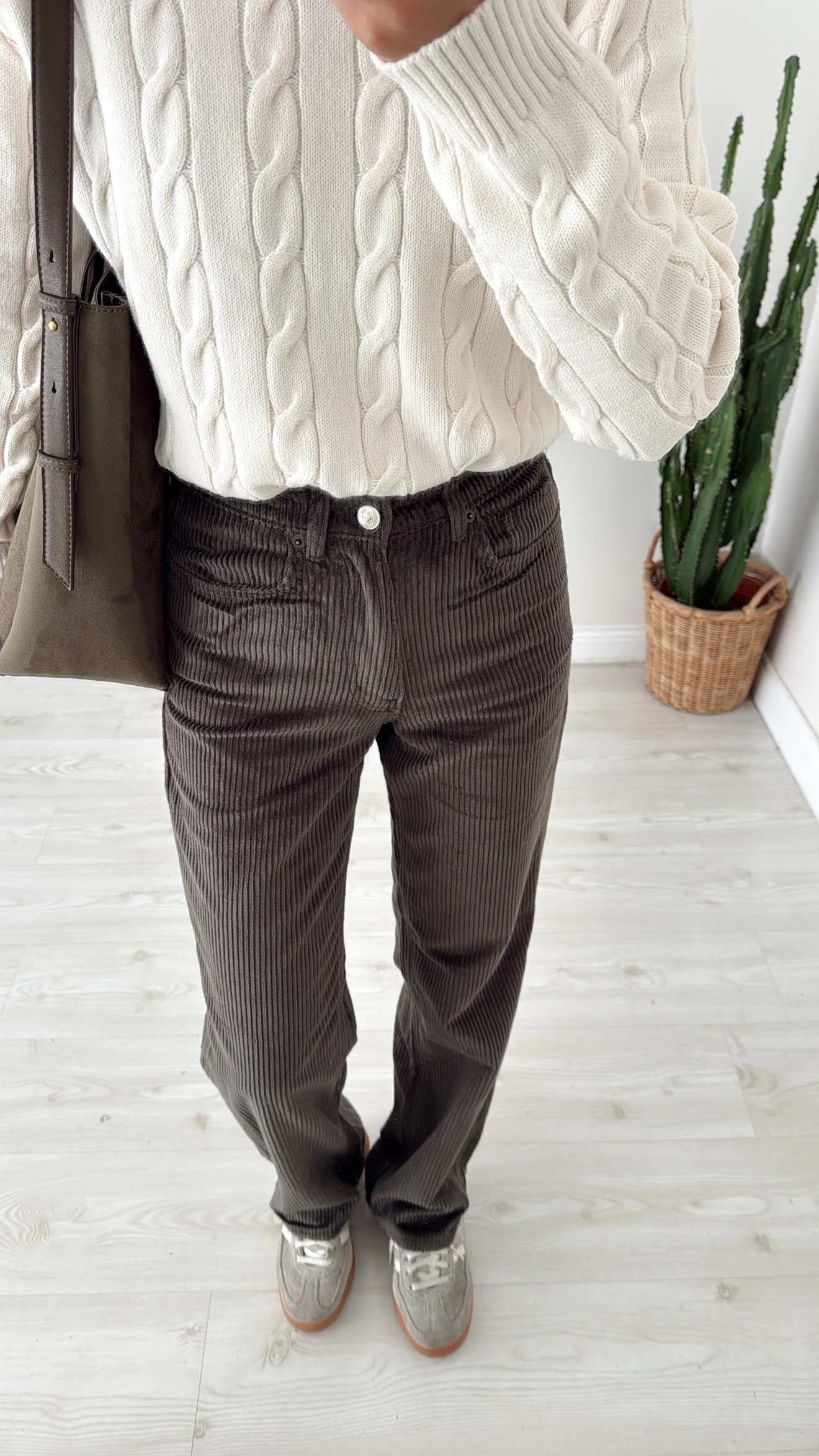 Kadife Straight Pantolon Koyu Haki