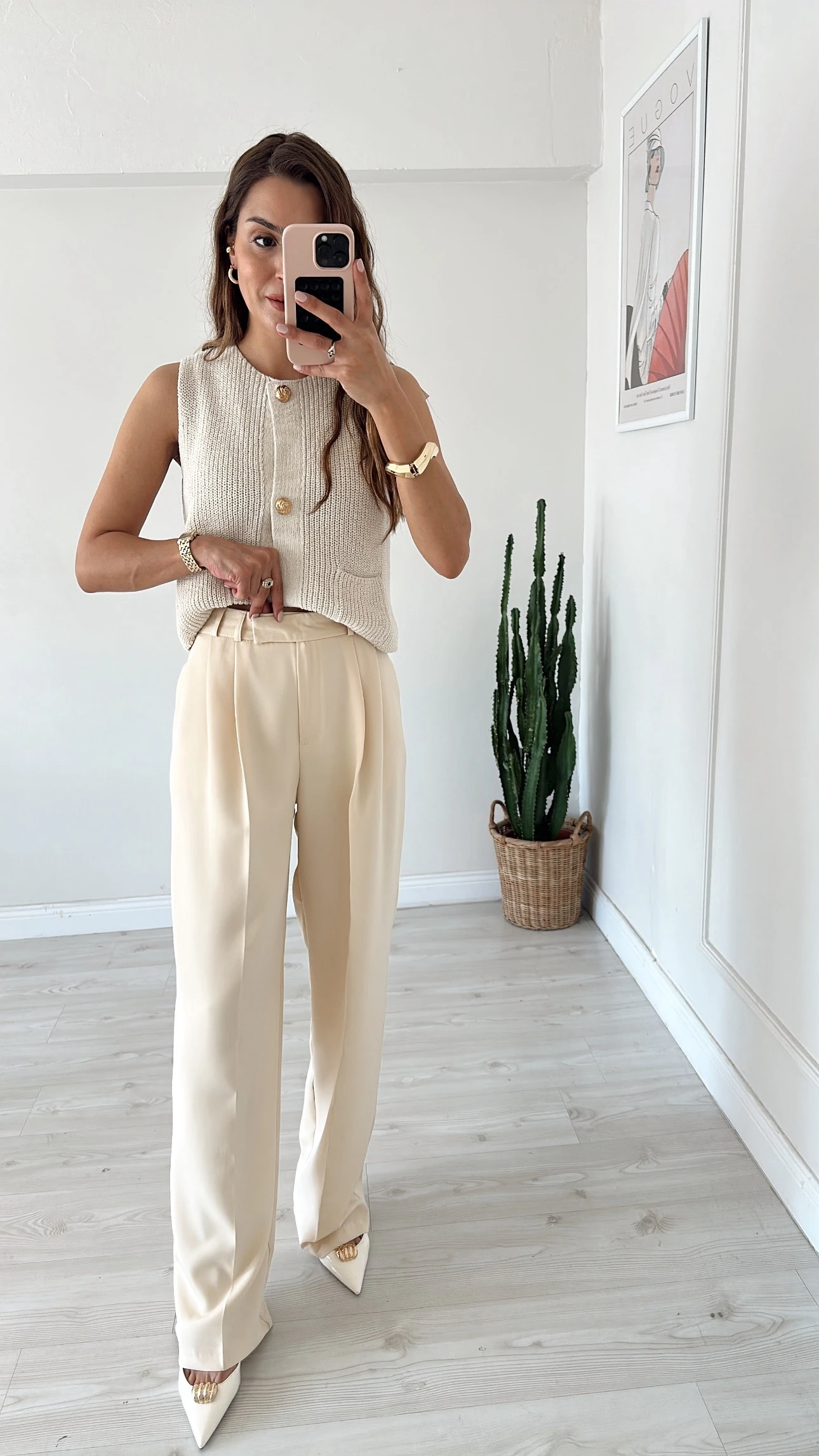 Beli Kapamalı Palazzo Bej