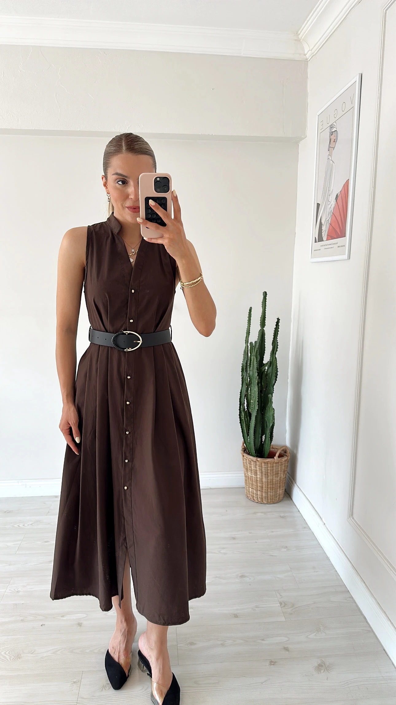 Kolsuz Gömlek Elbise Acı Kahve