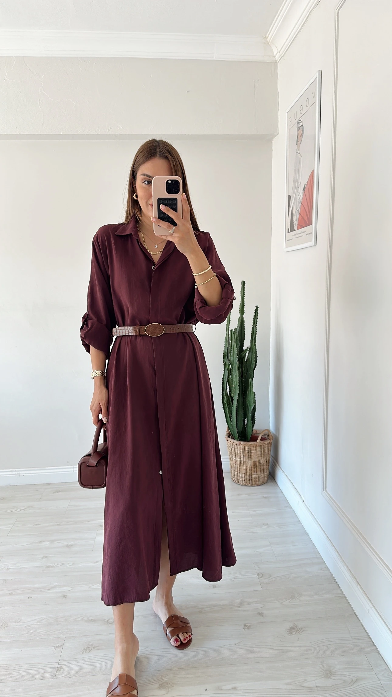 Gömlek Elbise Mürdüm